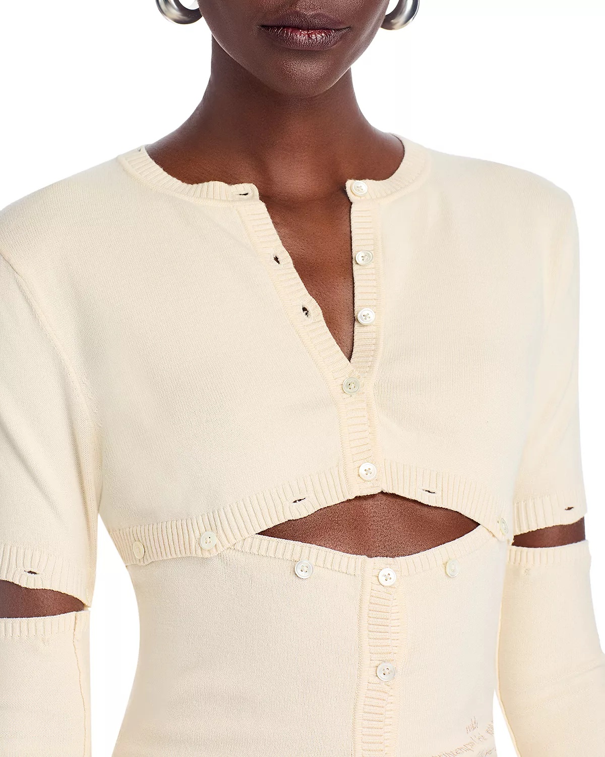 Multi Button Crewneck Cardigan Sweater - 5