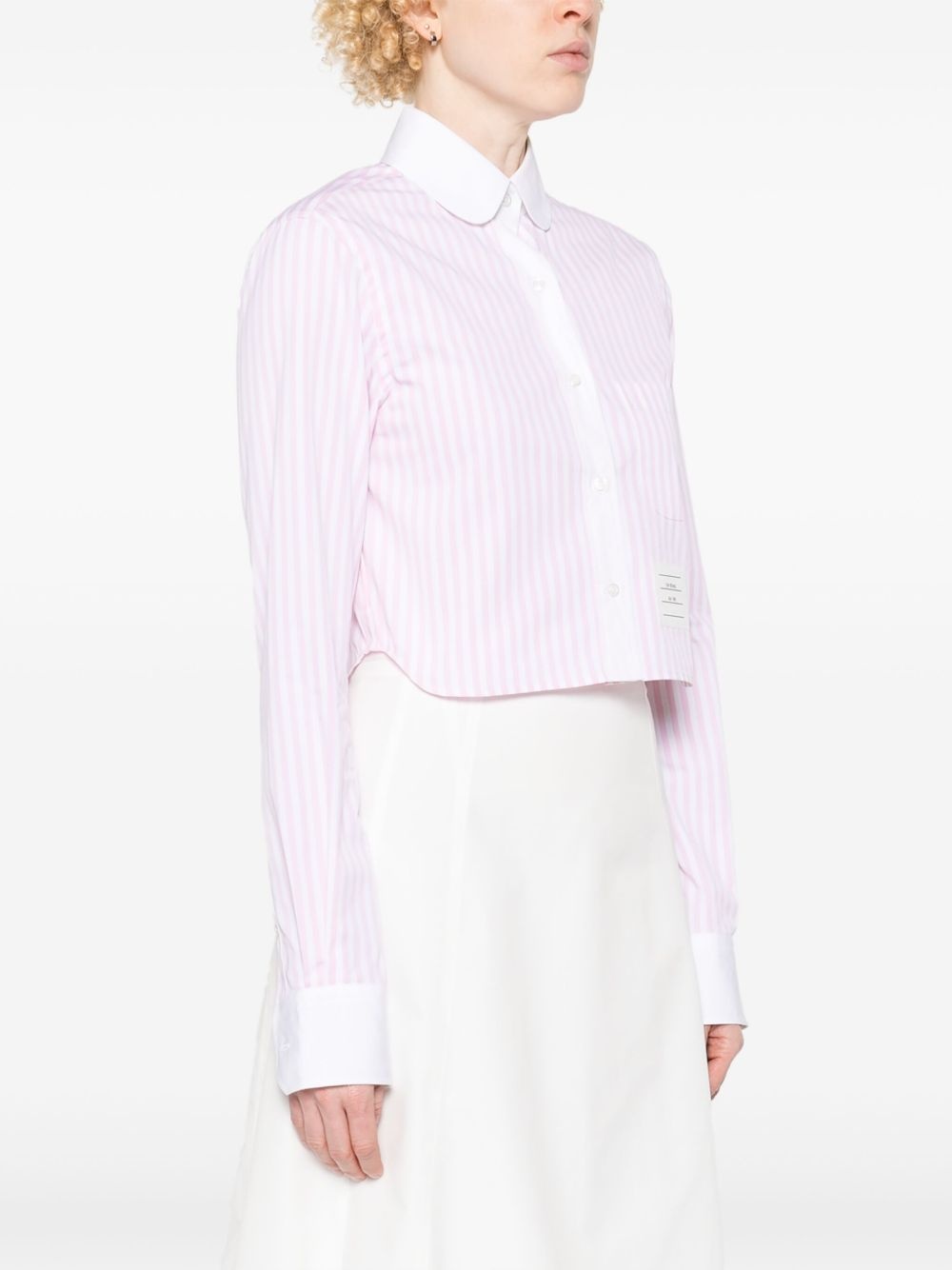 striped cotton cropped shirt - 3
