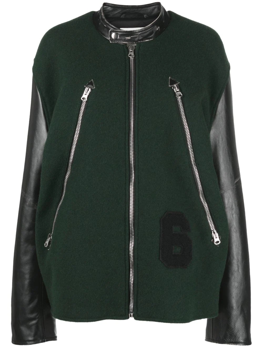 zipped varsity jacket - 1