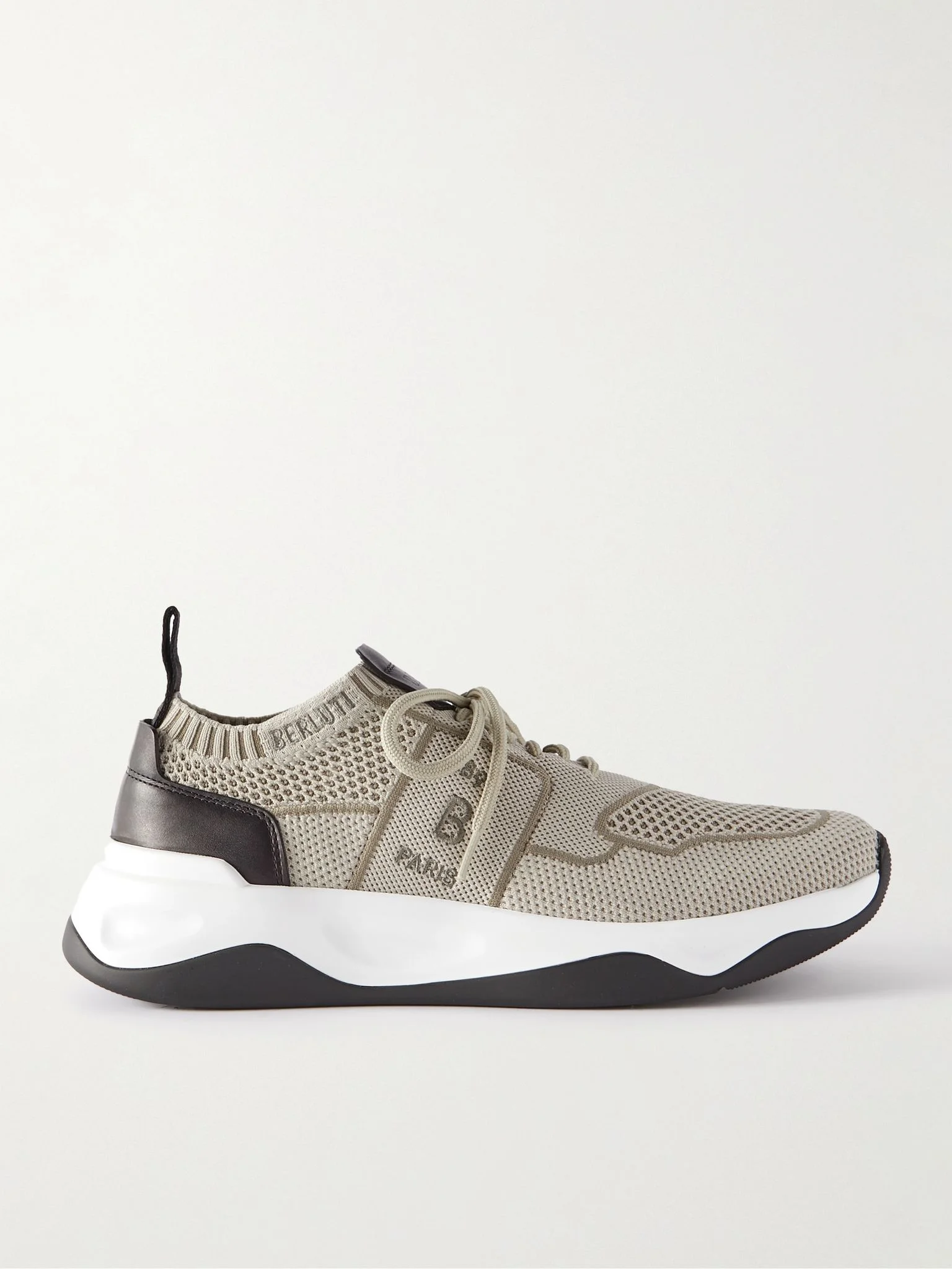 Shadow Leather-Trimmed Mesh Sneakers Beige - 1