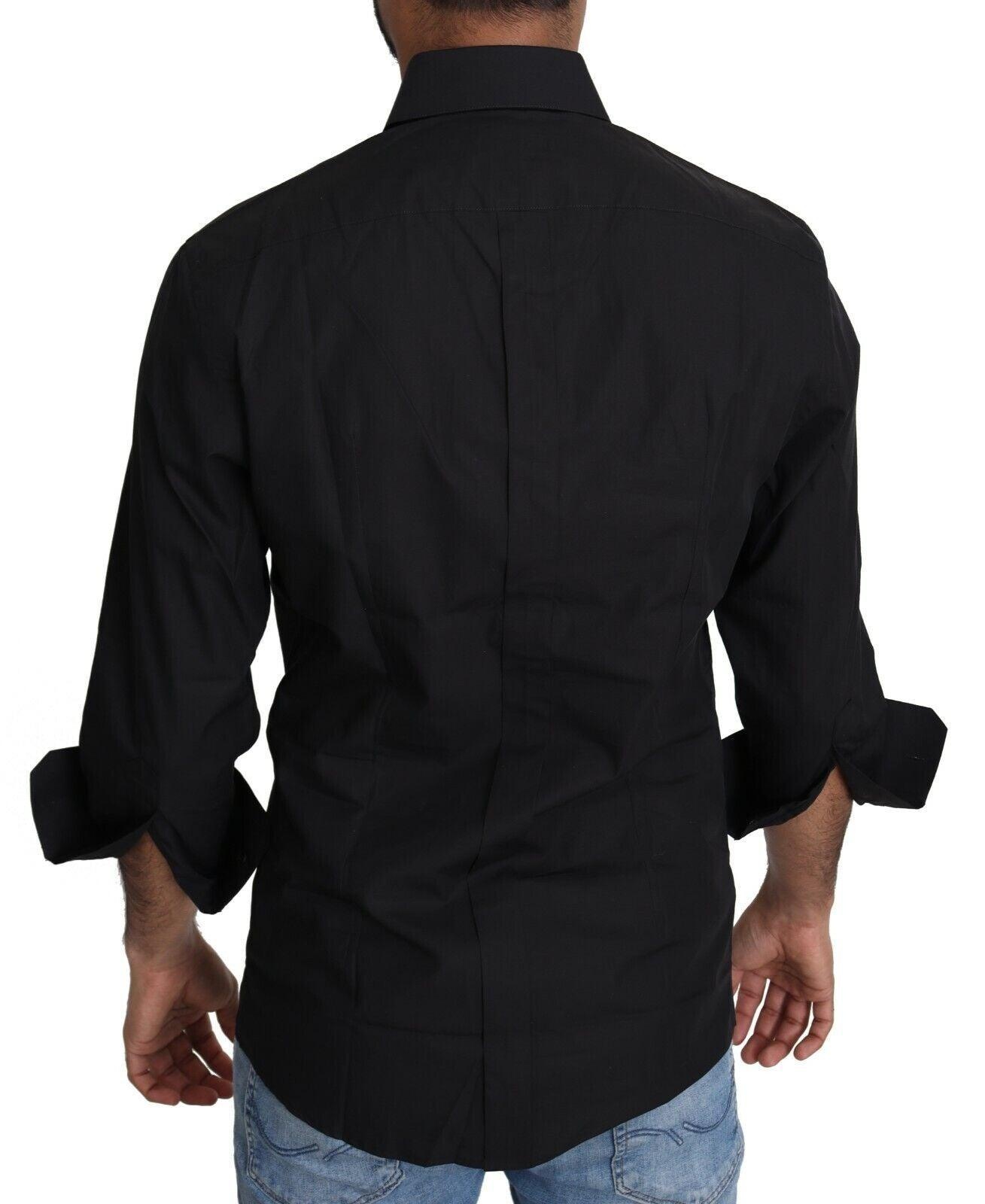 Dolce & Gabbana Men's Black Cotton Formal Top Shirt - 3