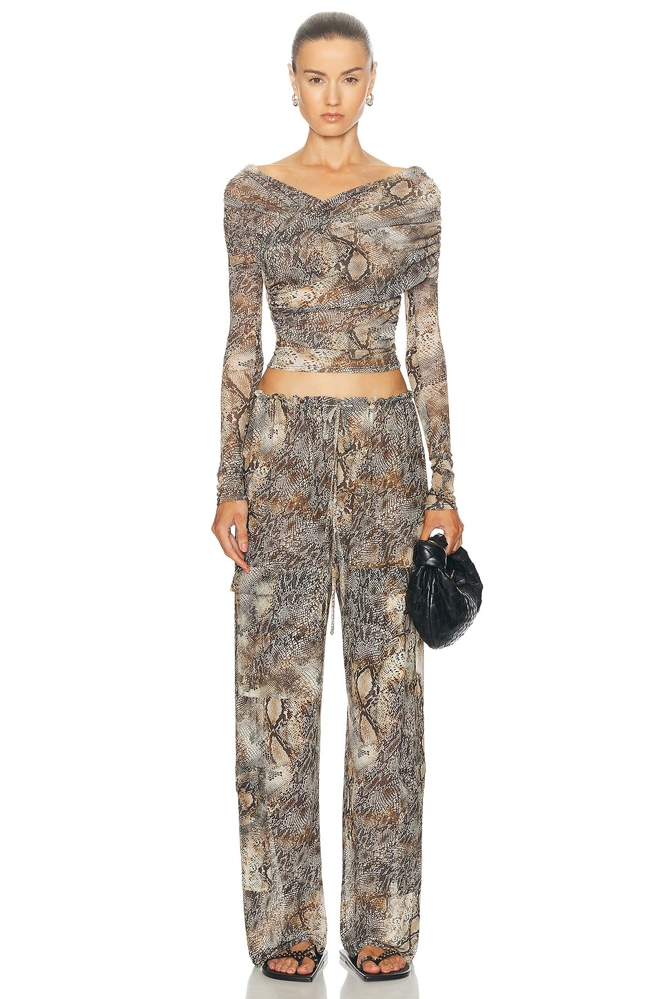 Printed Mesh Drawstring Cargo Pant - 5