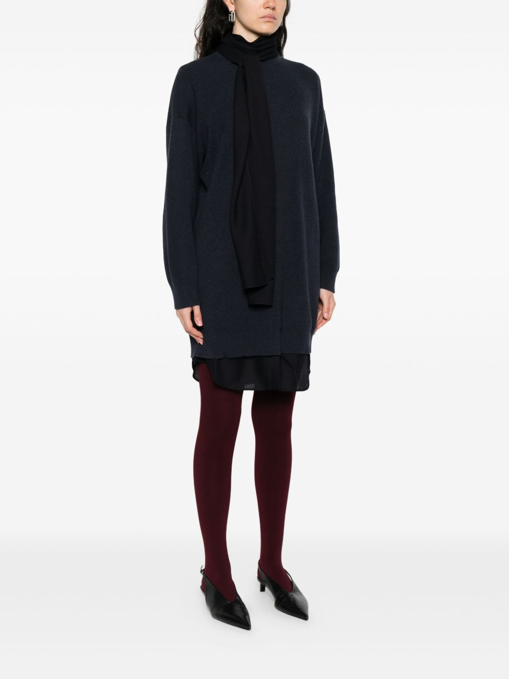 ribbed tie-neck dress - 3