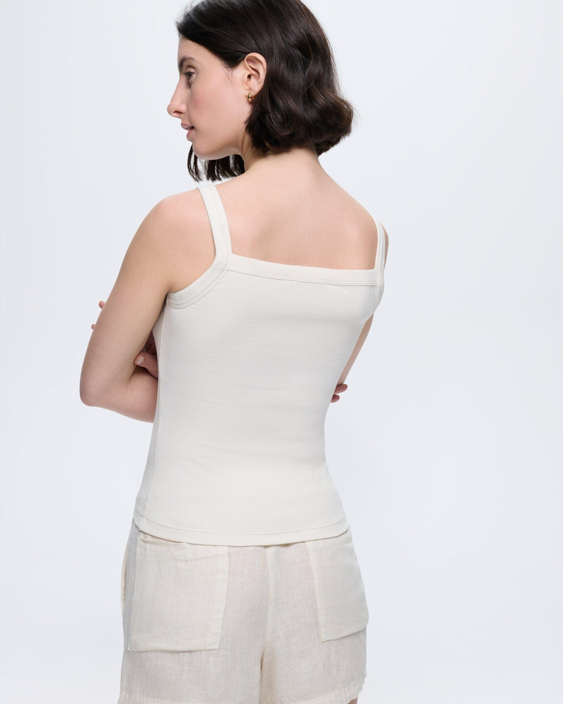 Womens Rib Square Neck Tank Top - Bone White 5
