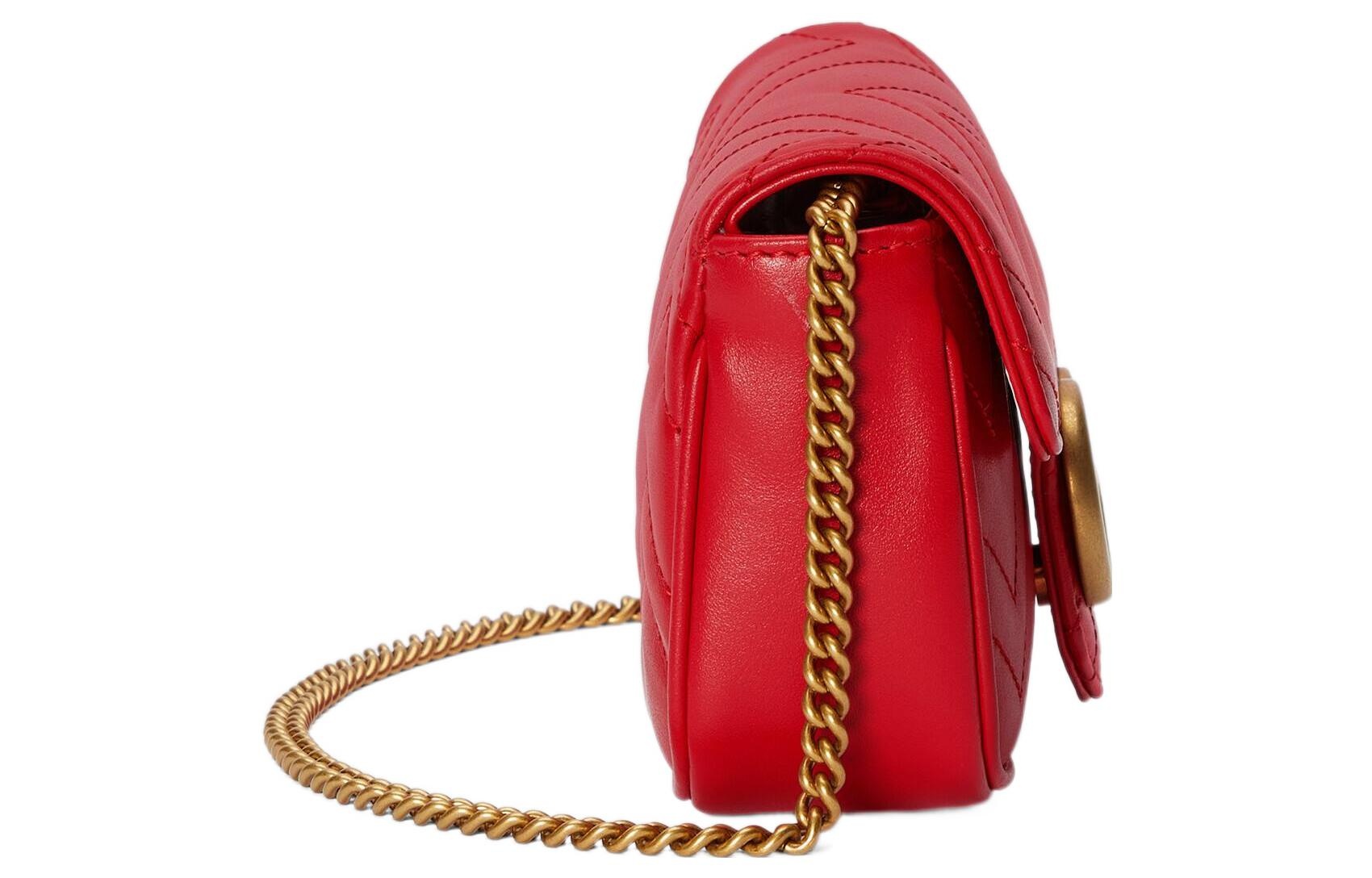 (WMNS) Gucci GG Marmont Matelasse Super Mini Bag 'Red' 476433-DTDHT-6832 - 5