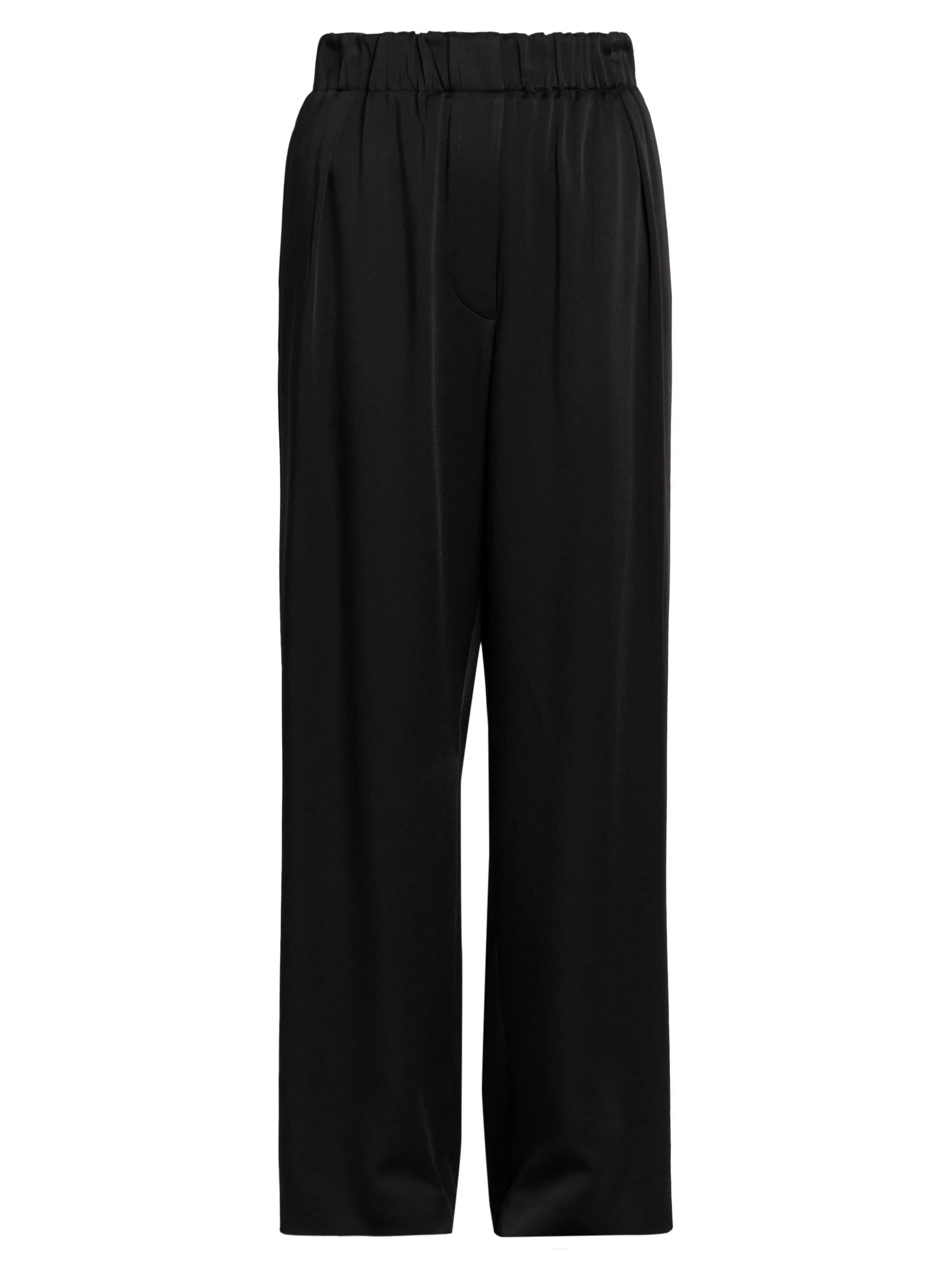 Women's Satin Wide-Leg Trousers - Black - 1