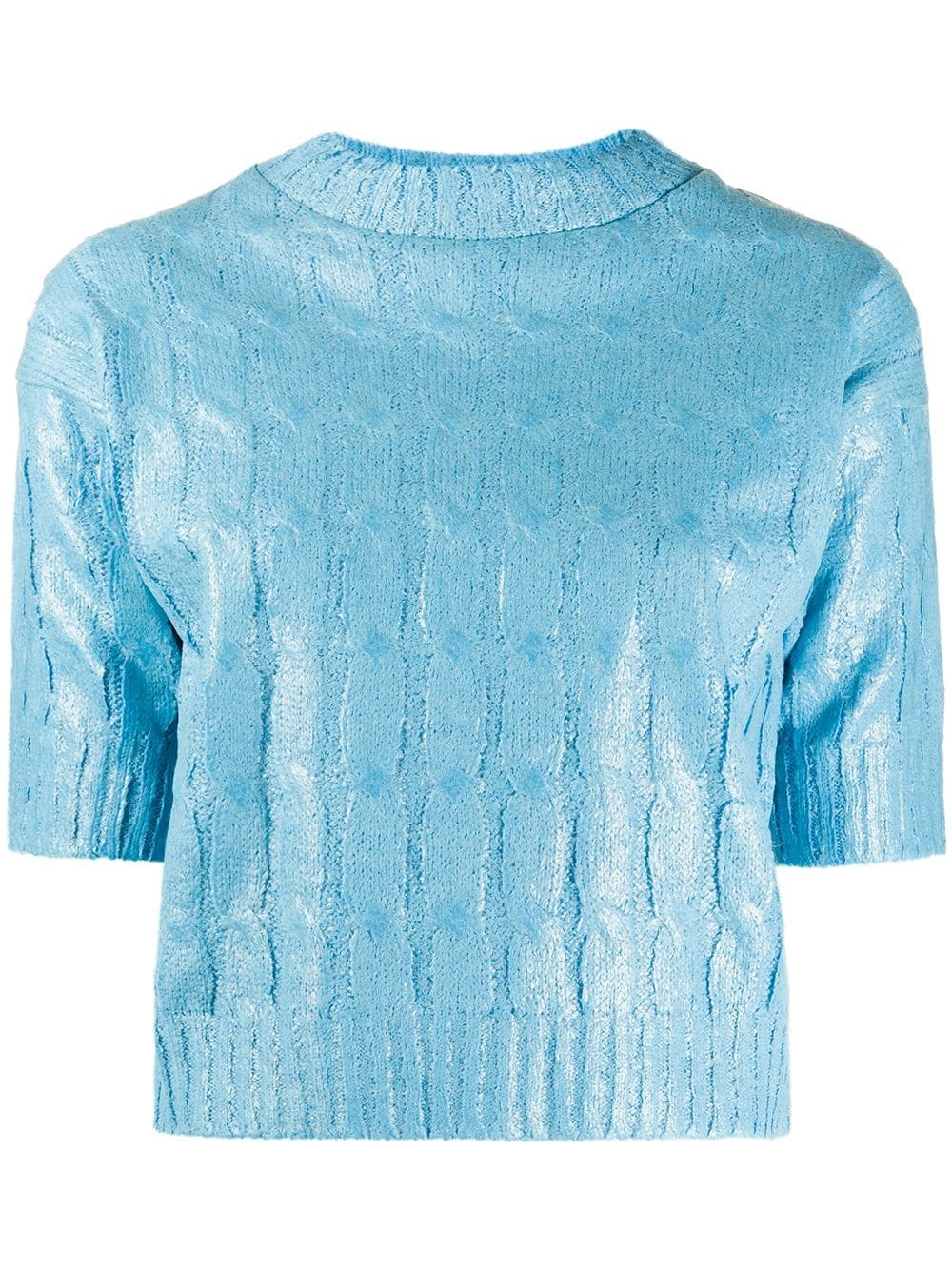 waxed effect cable-knit top - 1