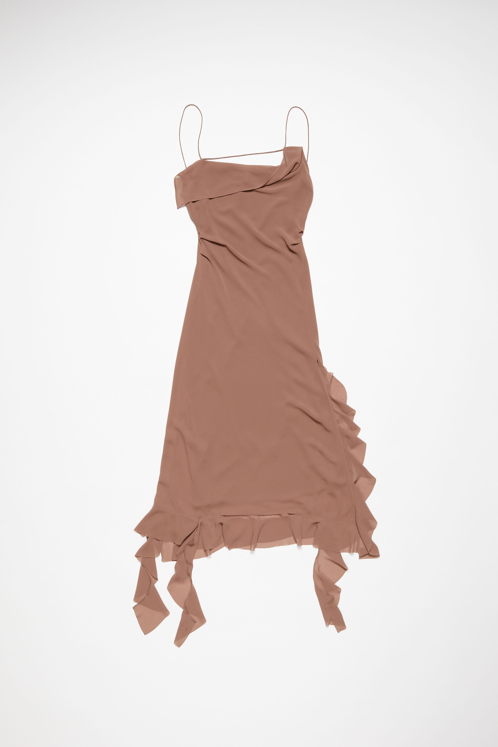 Ruffle strap dress - Toffee brown - 1