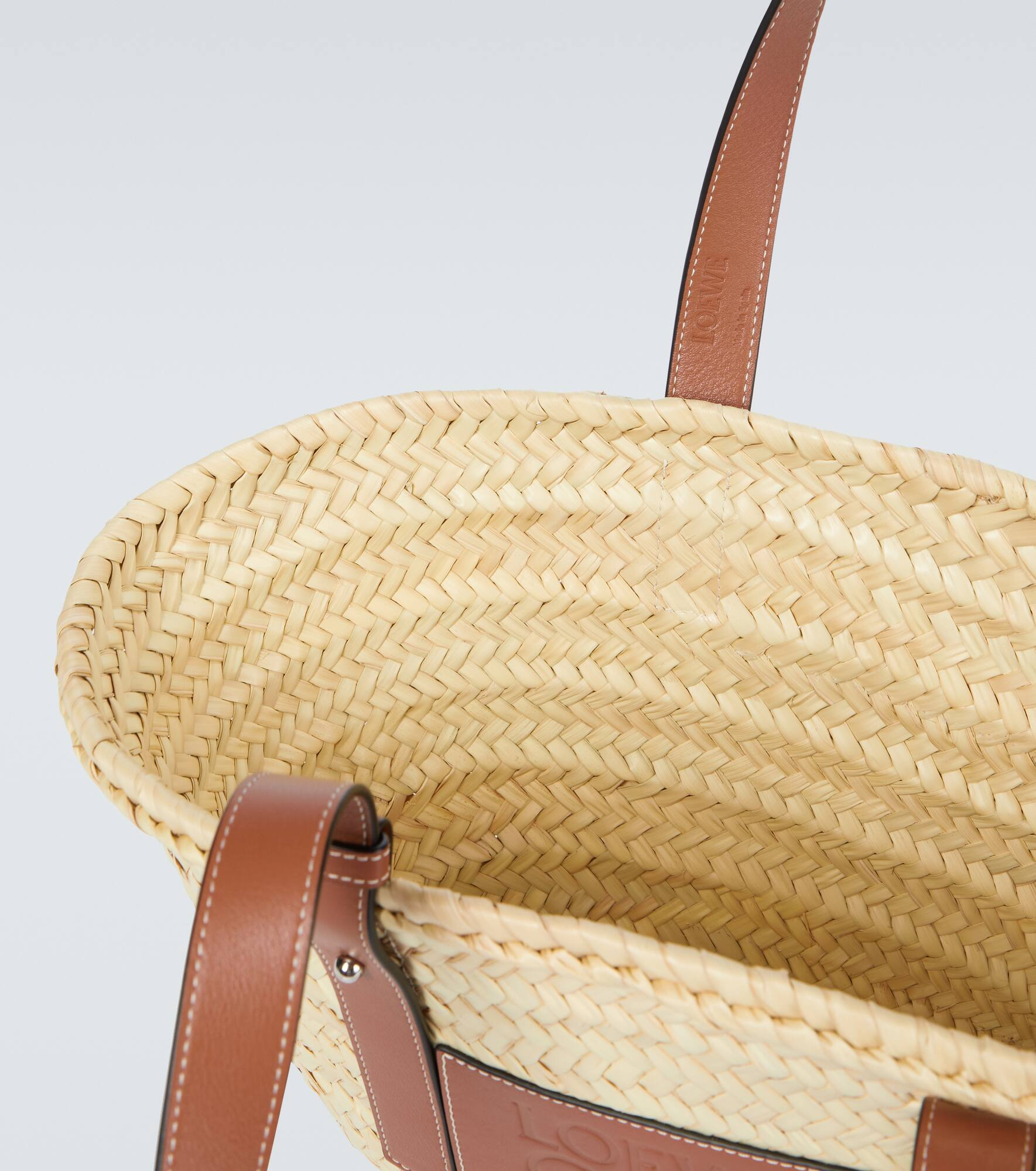 Leather-trimmed basket bag - 4