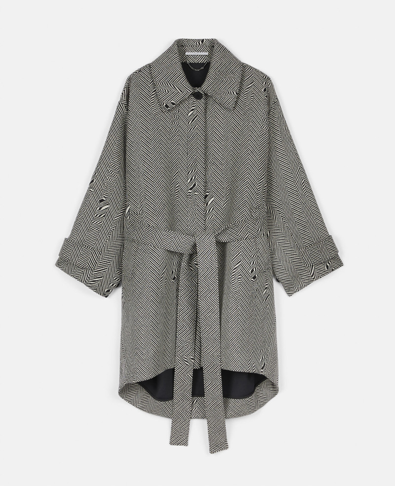 Glitched Herringbone Wool Coat 1