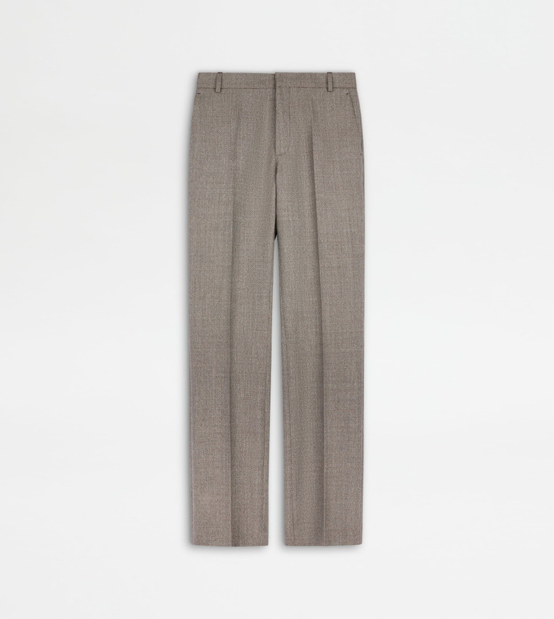 PANTS IN MOULINÉ WOOL - BROWN 1