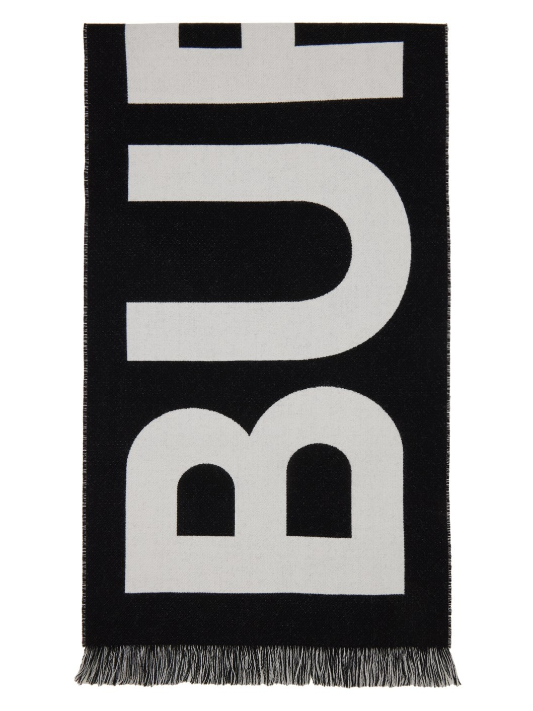 Black & Gray Logo Wool Jacquard Scarf - 1