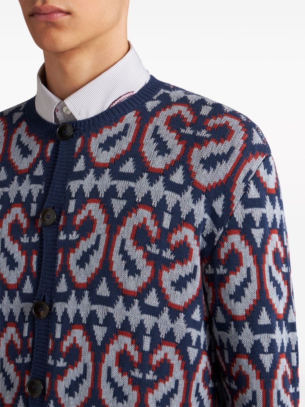 paisley-jacquard cotton blend cardigan - 5