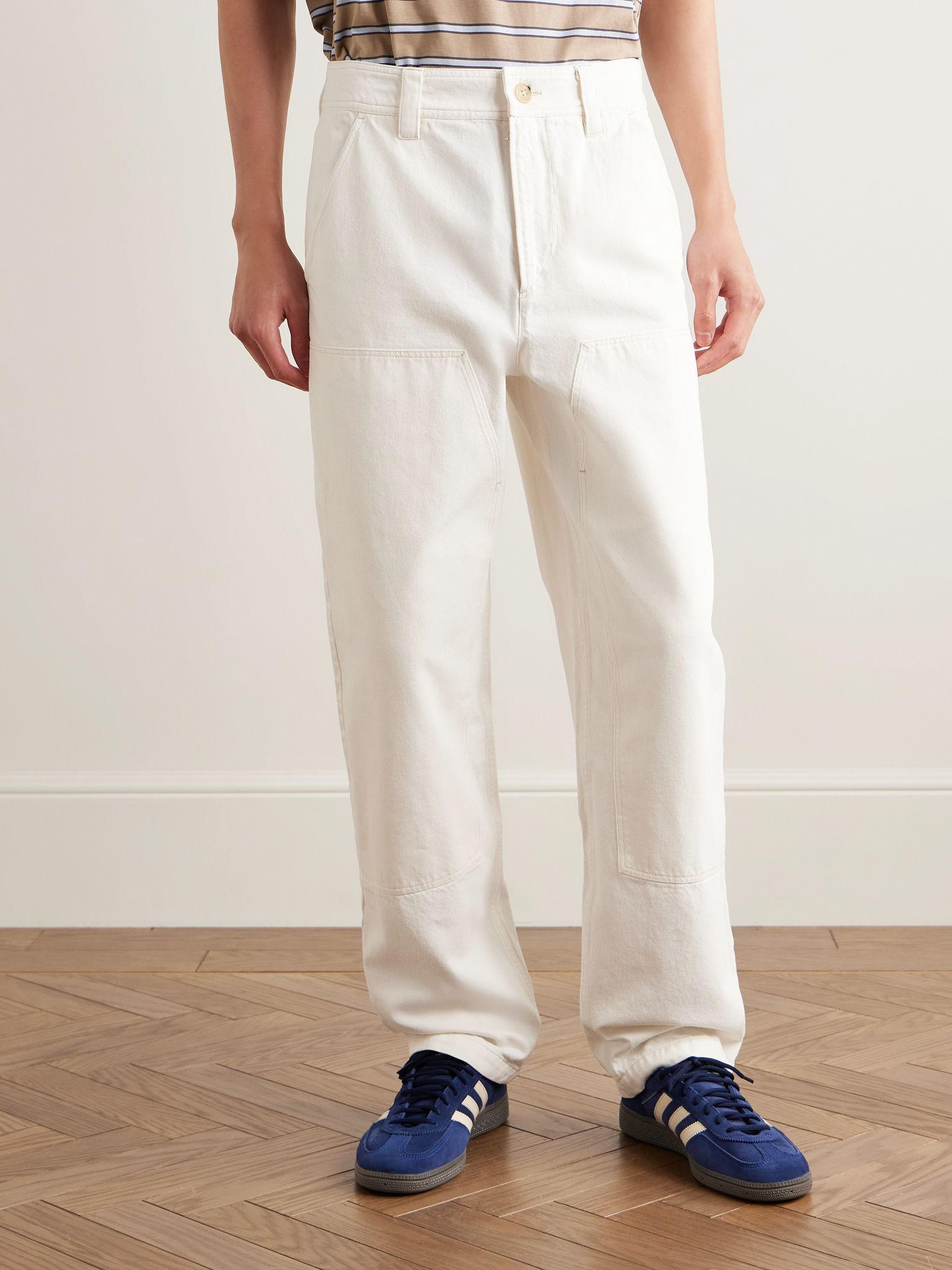 Gustav Straight-Leg Organic Cotton-Twill Trousers Off-white - 3