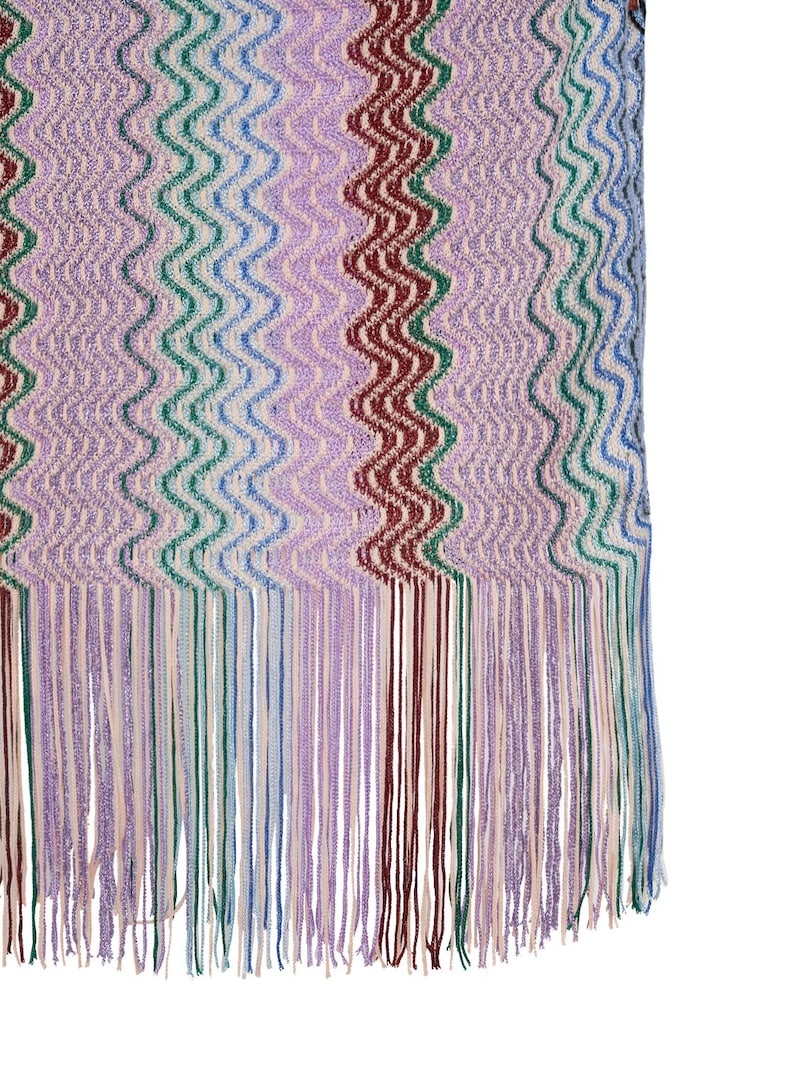 Viscose blend lurex fringed scarf - 2