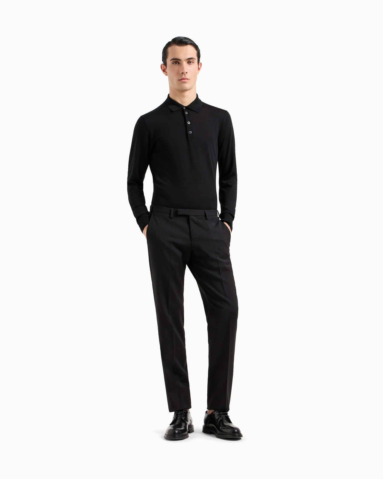 Virgin-wool jumper with polo-shirt collar - 2