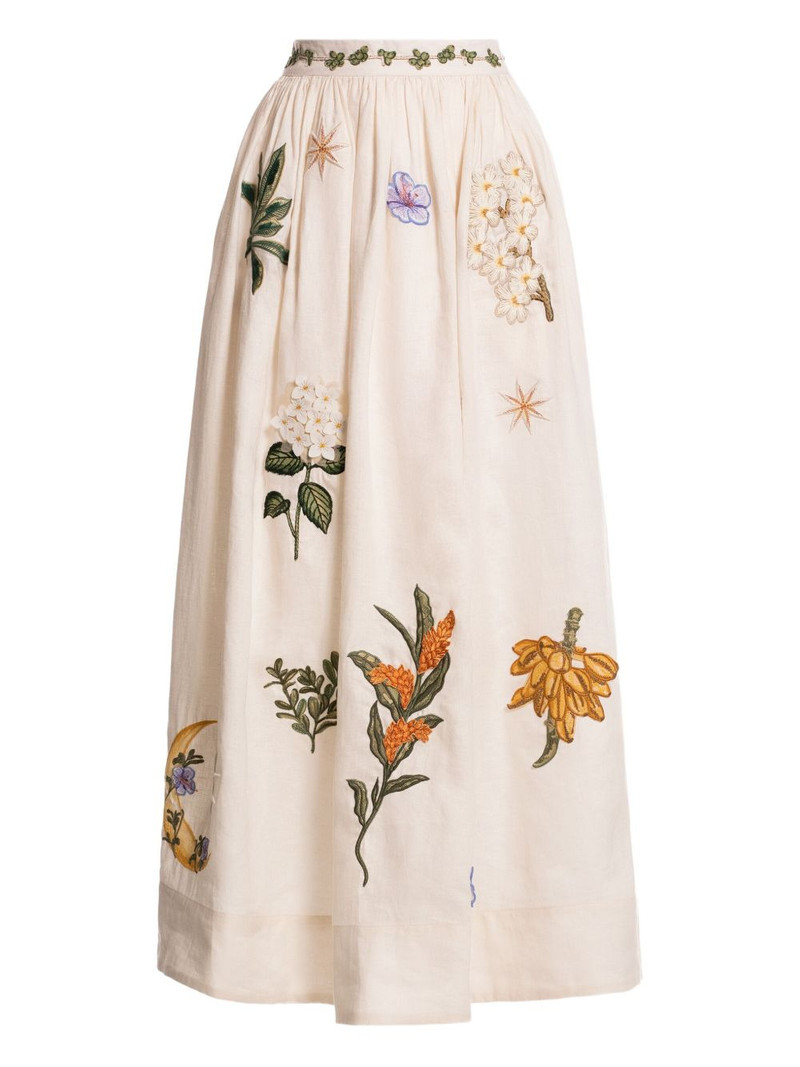 Agua by Agua Bendita floral-embroidered midi skirt outlook