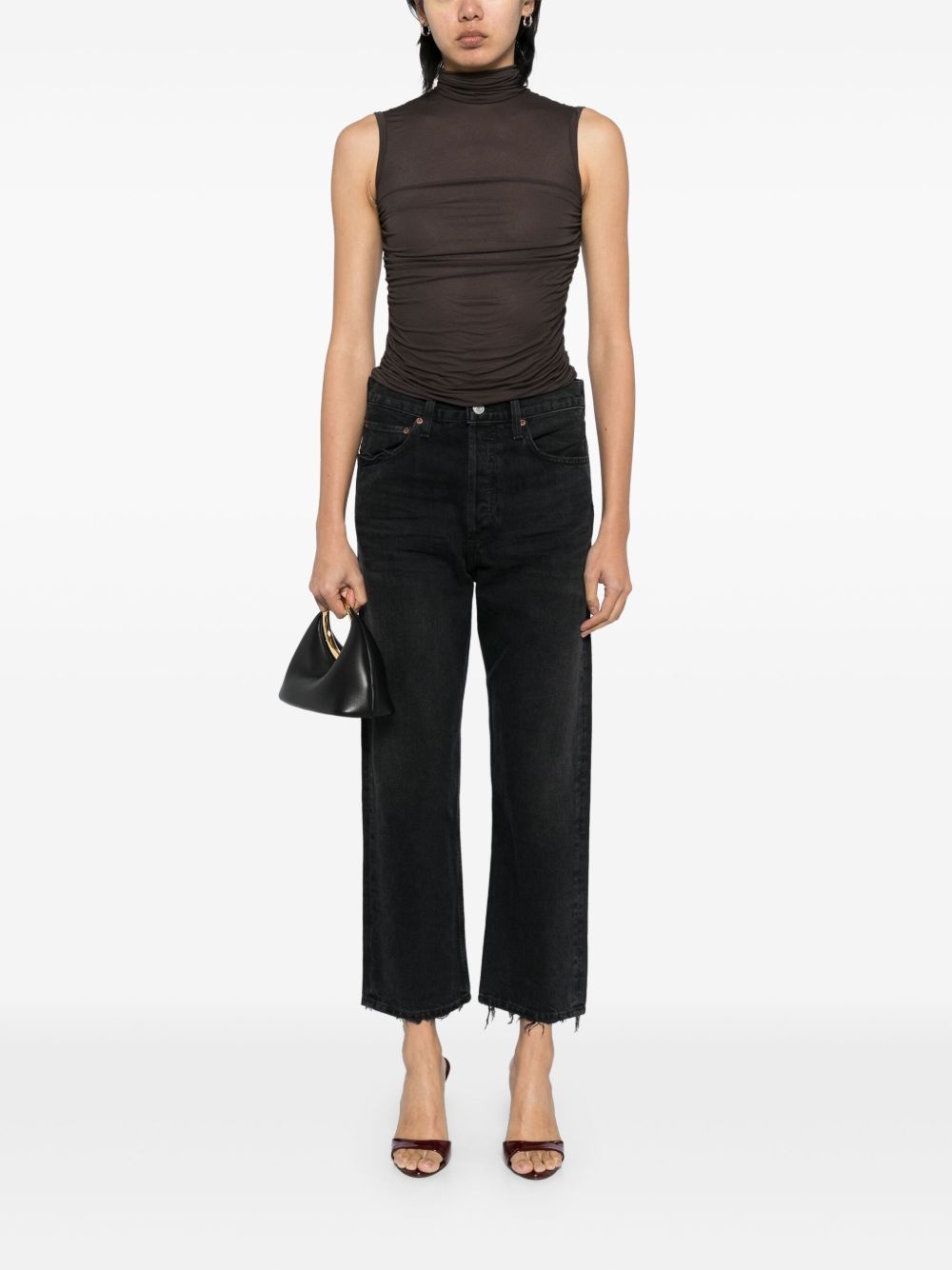 distressed cropped jeans - 2