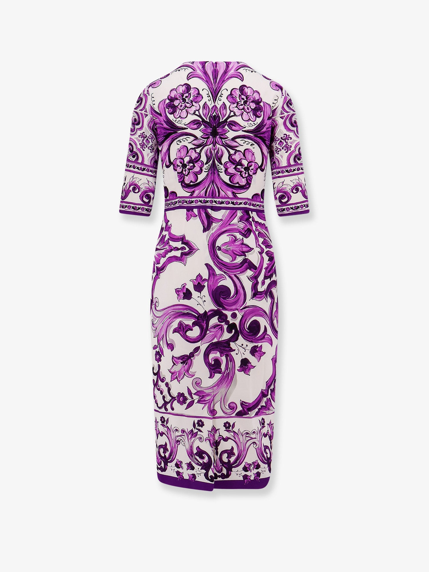 Dolce & Gabbana Silk Midi Pencil Dress With Maiolica Print - 4