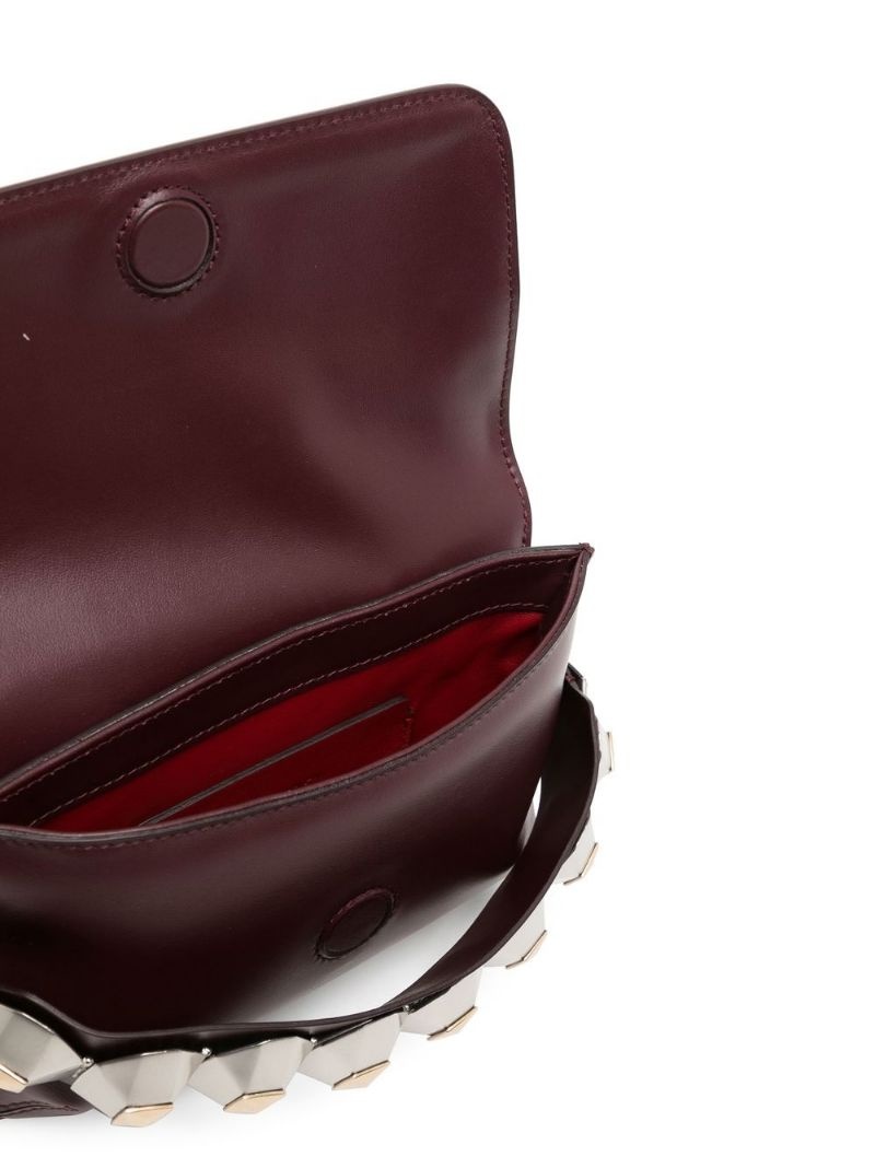 geometric-detail leather shoulder bag - 5