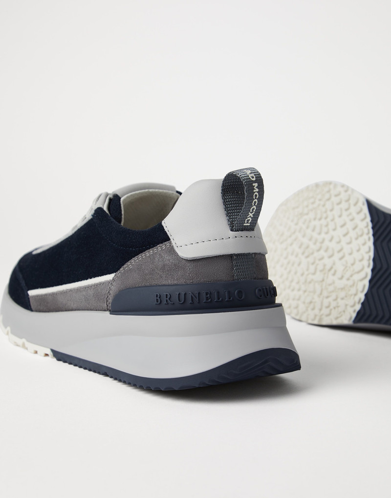 Washed suede and grained calfskin runners 3