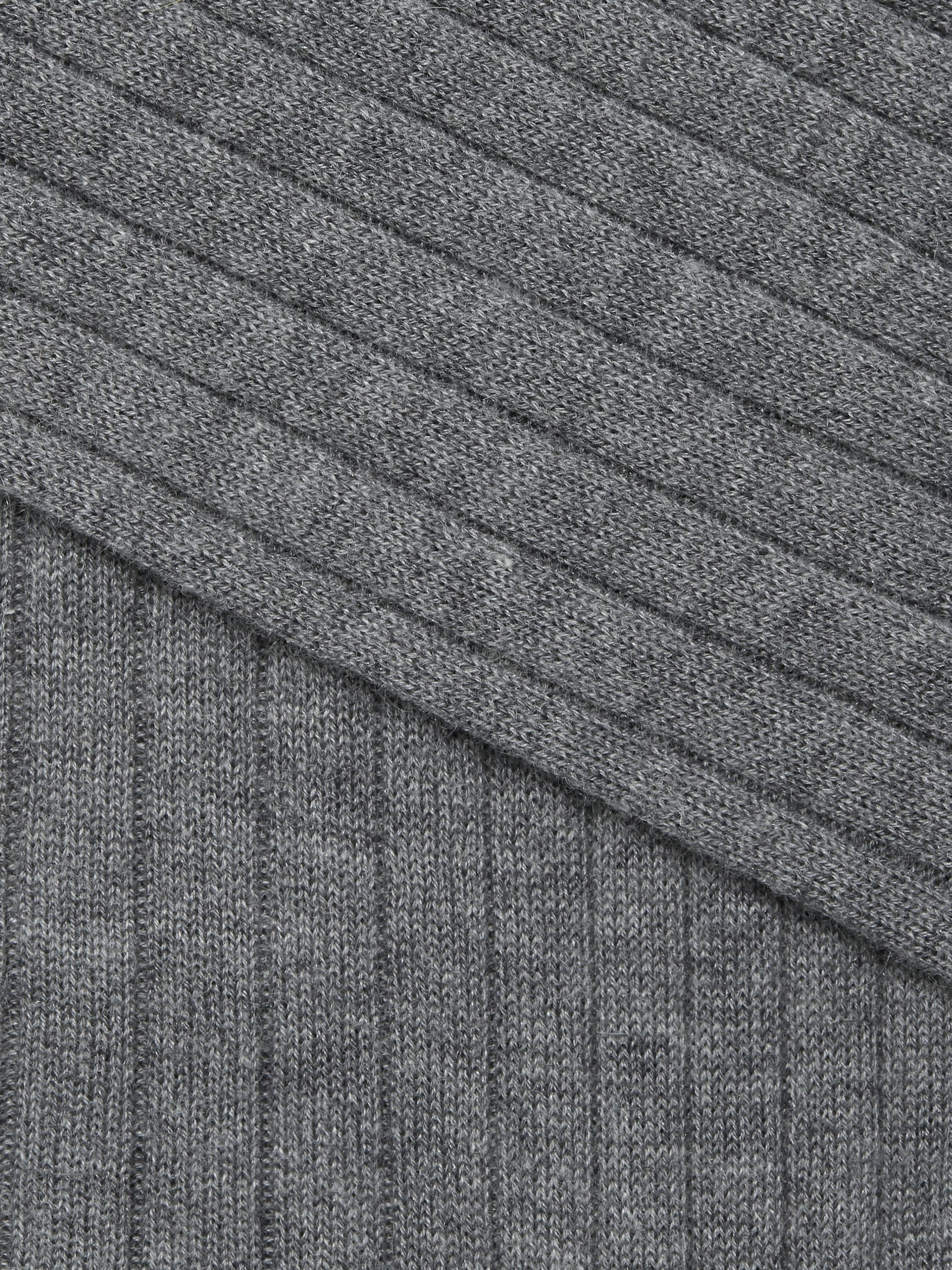 GREY MÉLANGE COTTON CASHMERE AND SILK SOCKS - 2