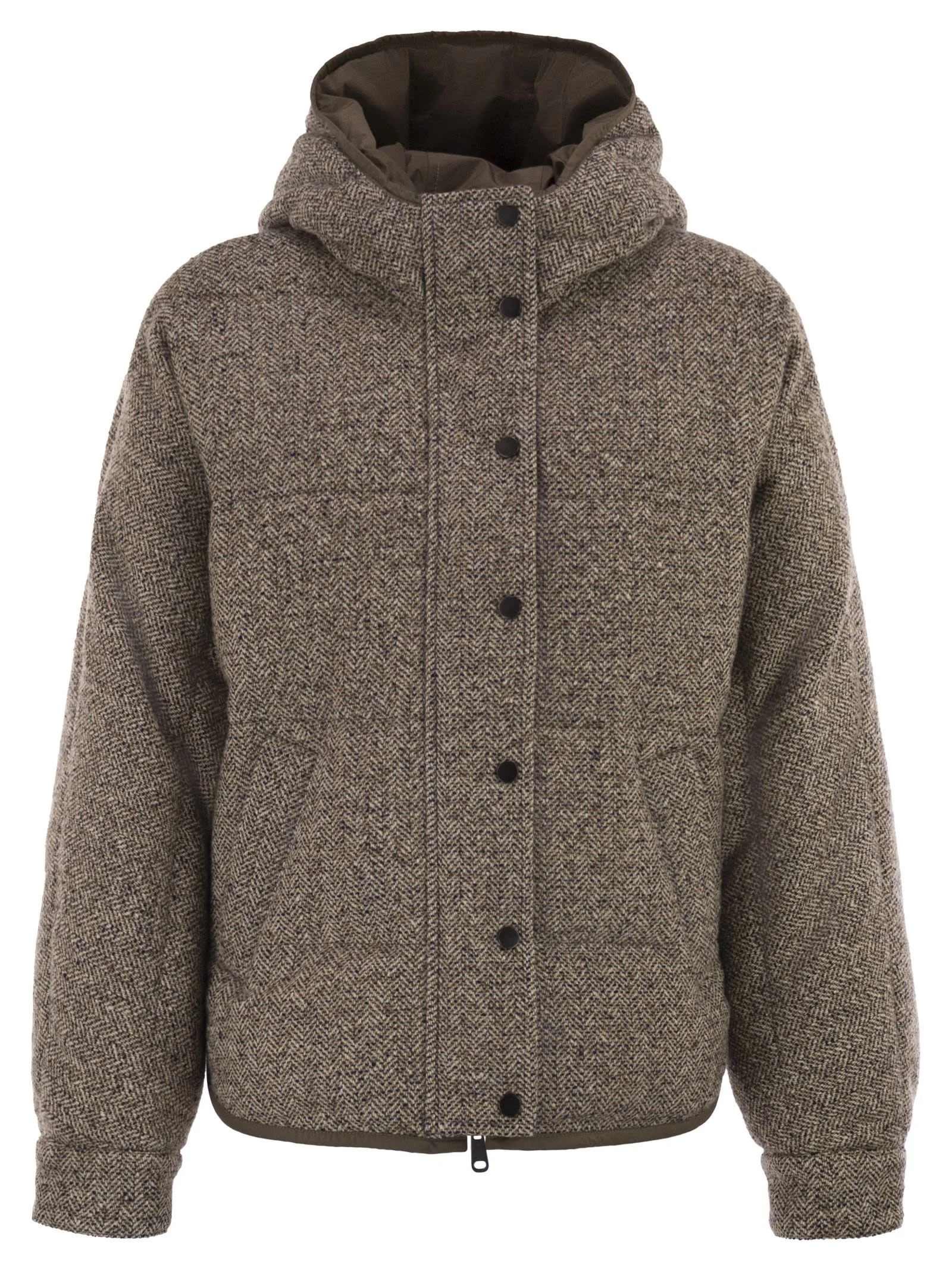 Brunello Cucinelli Women Reversible Virgin Wool And Silk Down Jacket With Hood - 1