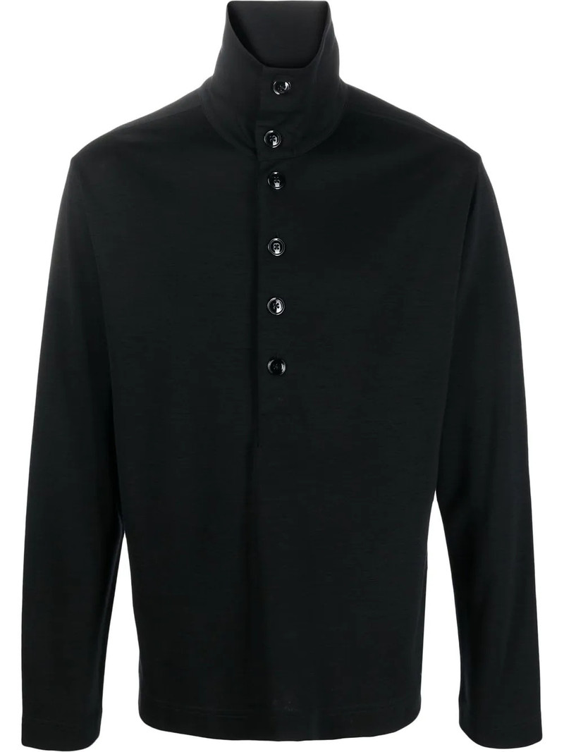 buttoned-up high-neck sweater 1