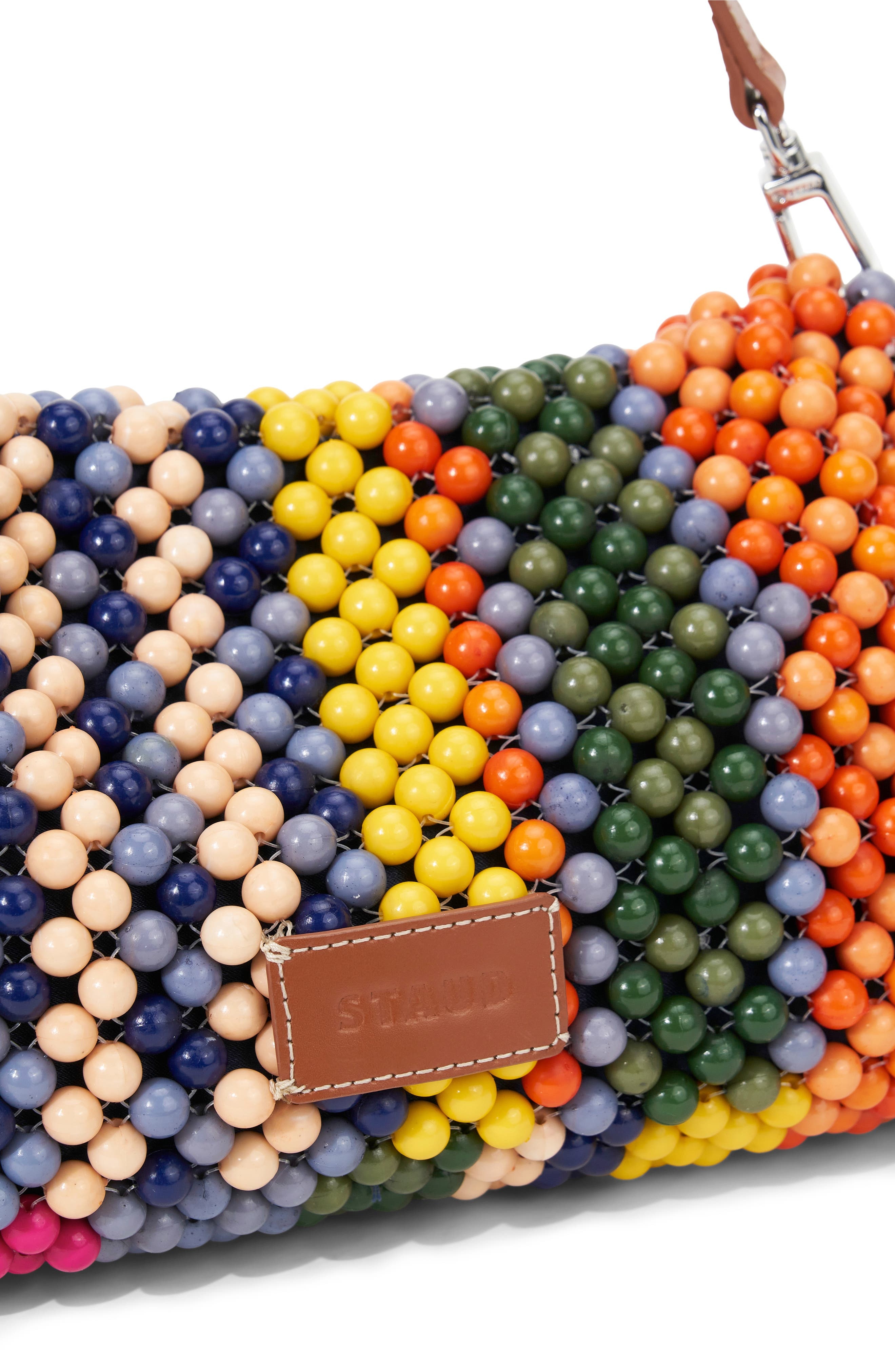 STAUD Timmy Beaded Shoulder Bag in Multi Bayadere Stripe at Nordstrom - 4