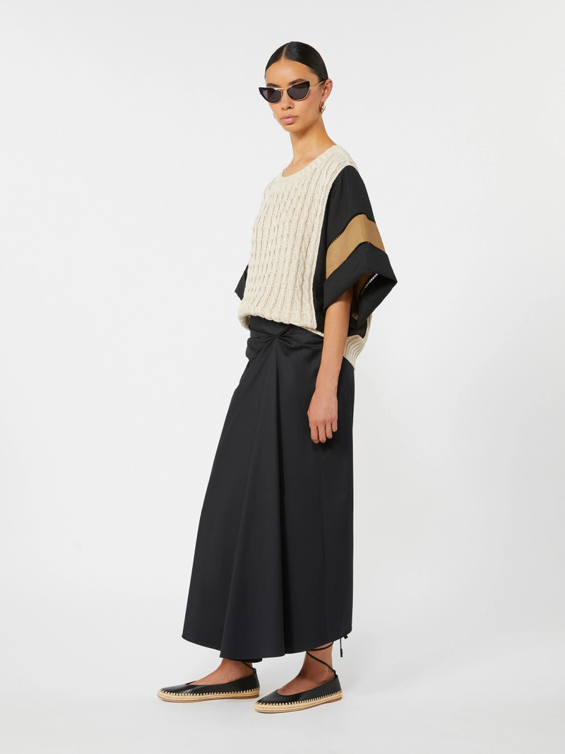 Max Mara PAGGI Cotton satin skirt - BLACK outlook