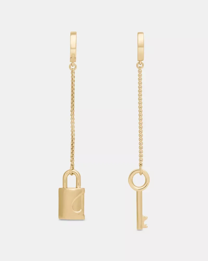 Spade Lock Asymmetrical Linear Earrings - 1