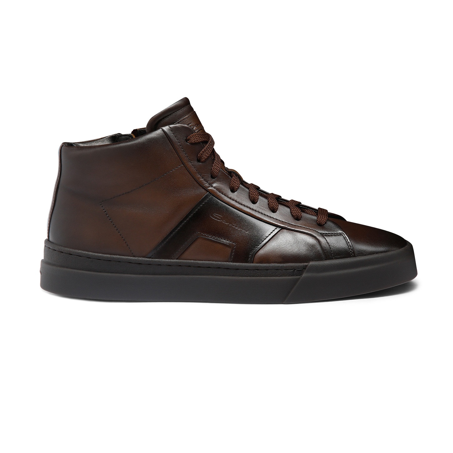 Men's dark brown leather Double Buckle Sneaker - 1