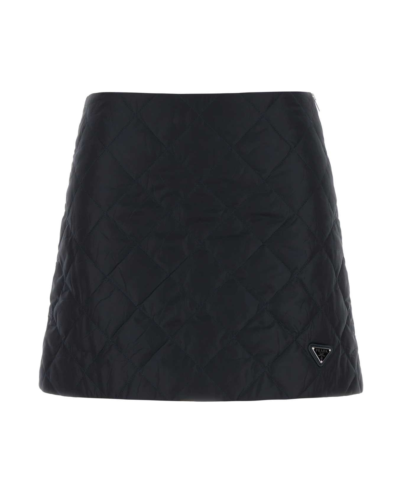 Dark Blue Re-nylon Mini Skirt - 1