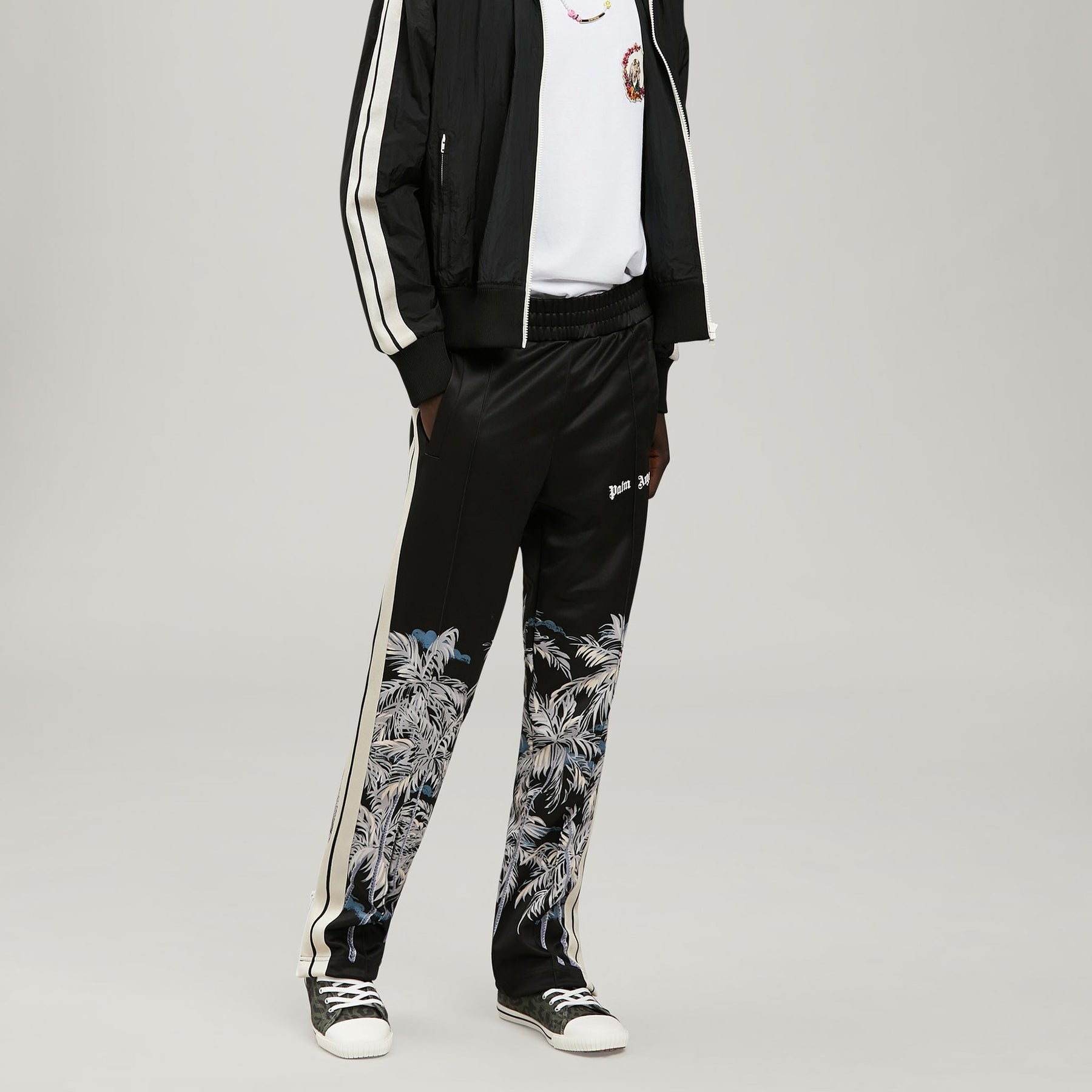 ALLOVER PALMS TRACK PANTS / BLK OFF WHT - 5