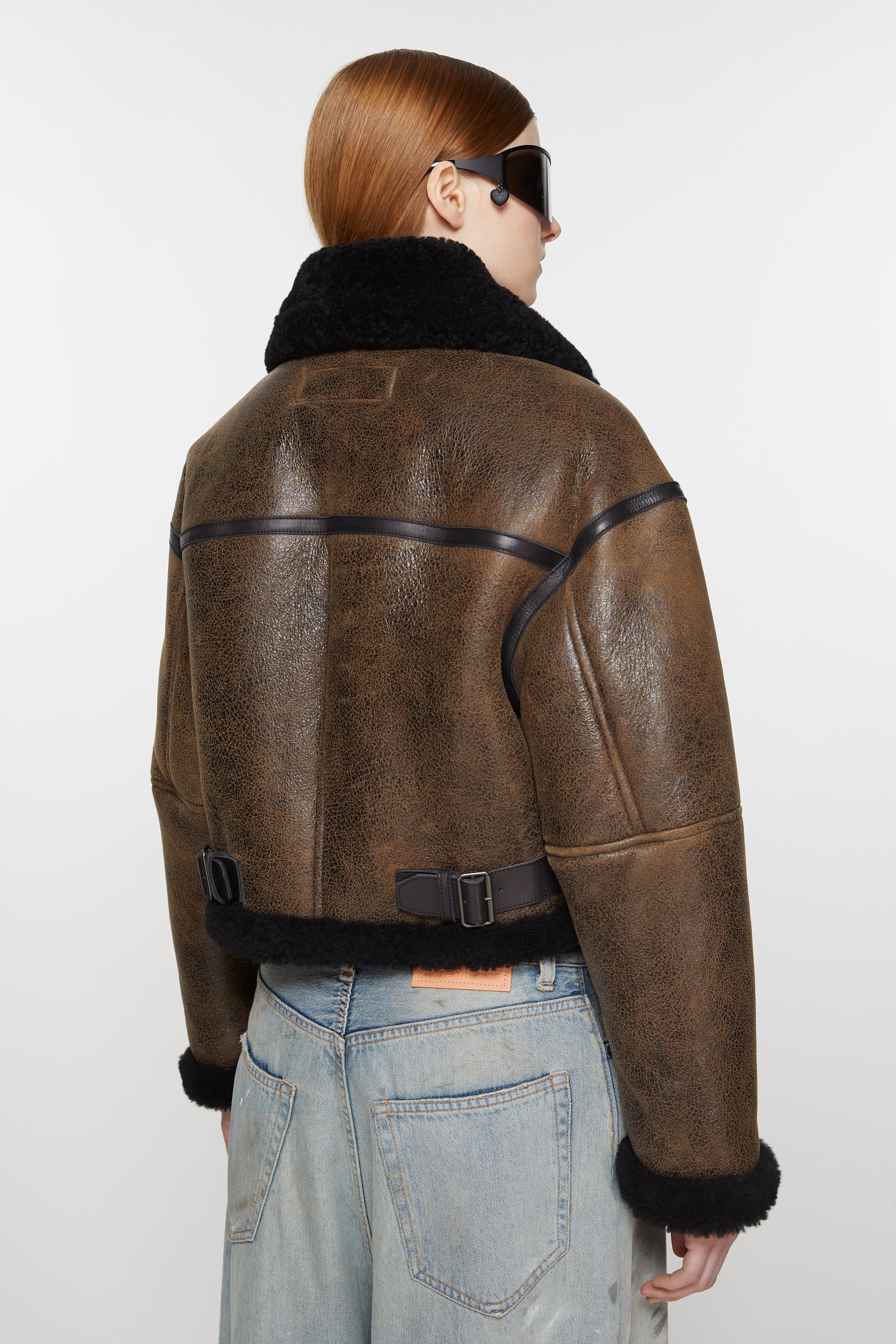 Shearling jacket - Dark brown/black - 4