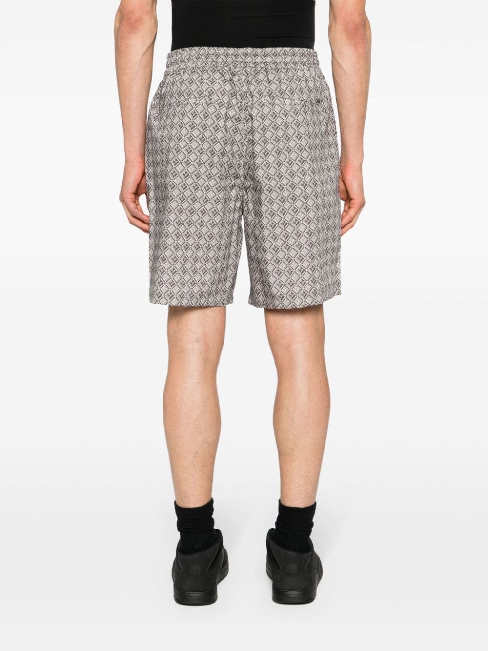 logo pattern-print poplin shorts - 4