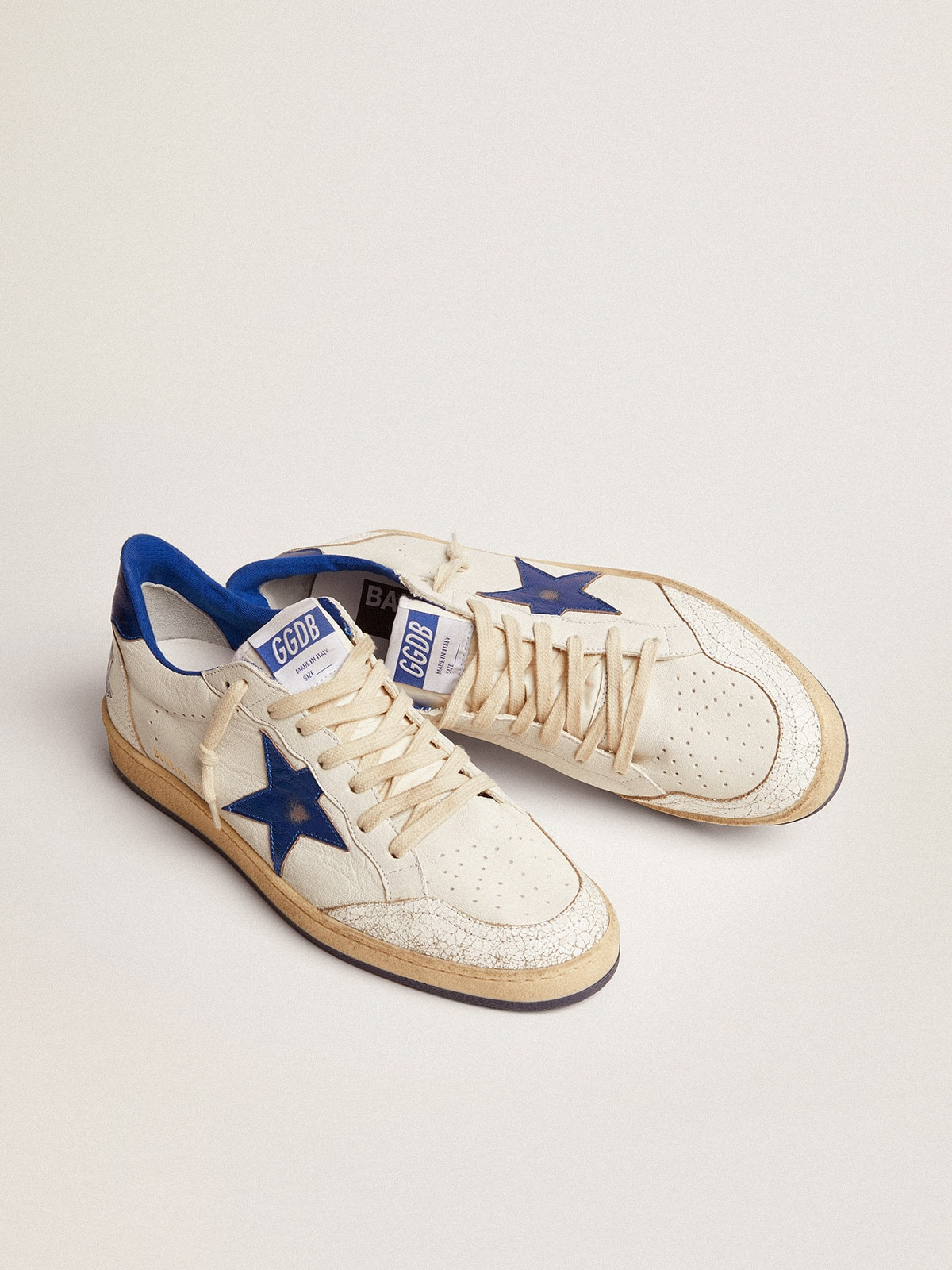 Men's Ball Star in white nappa with blue star and heel tab - 2