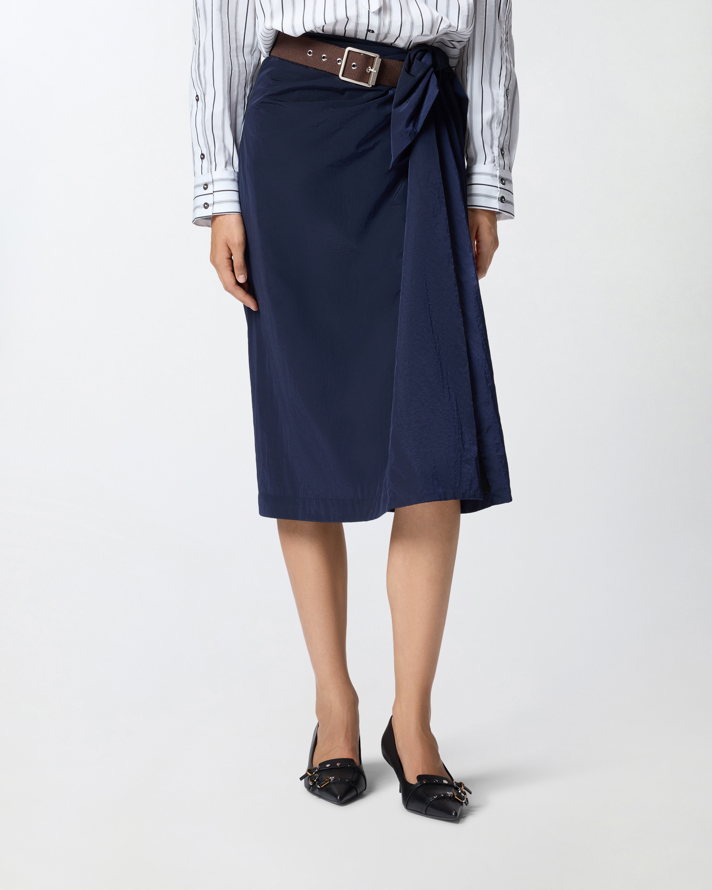SHORT ASYMMETRICAL SKIRT IN TECHNICAL FABRIC WITH BELT - 3