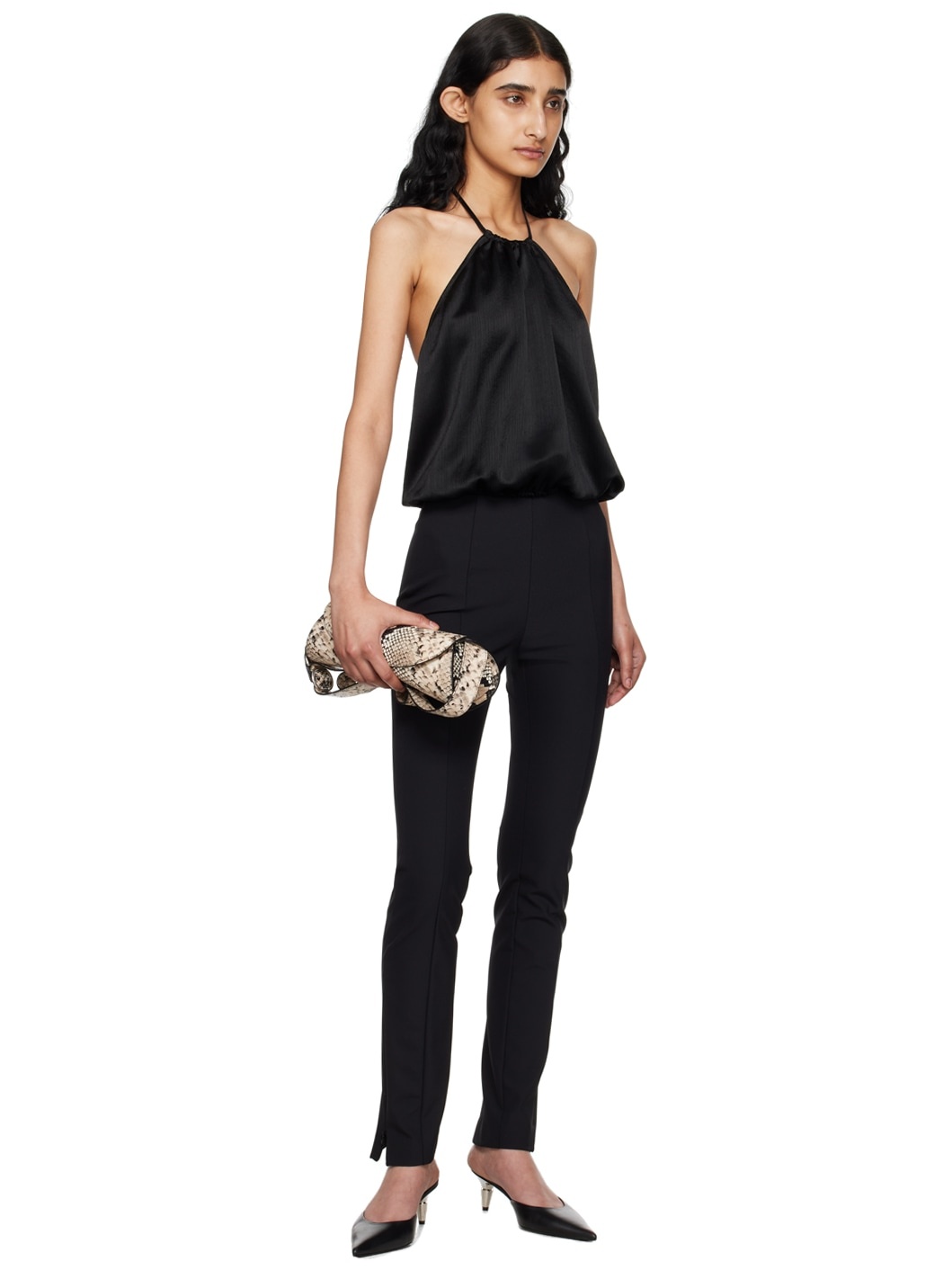 Black Draped Blouse - 4