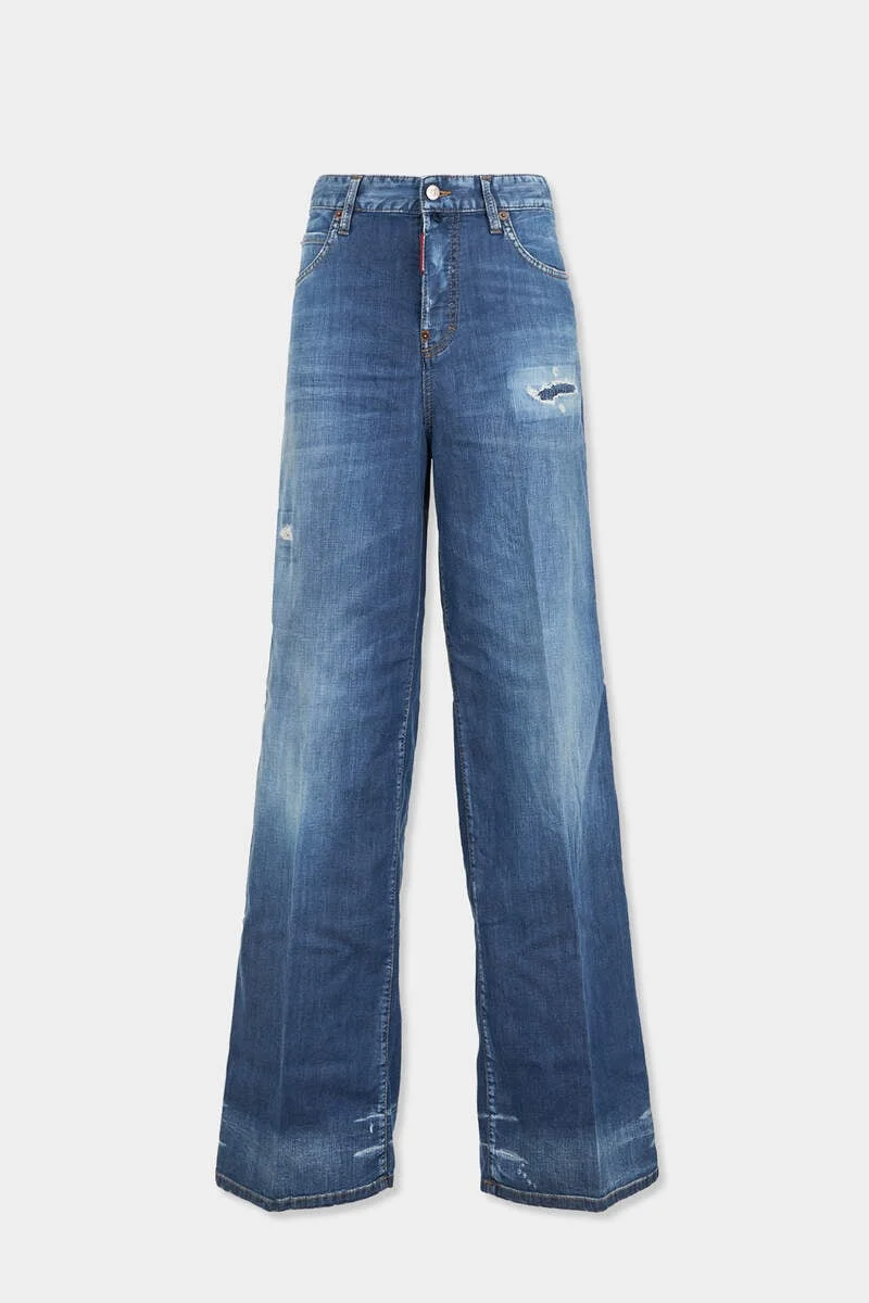 MEDIUM WASH BAGGY JEANS - 1