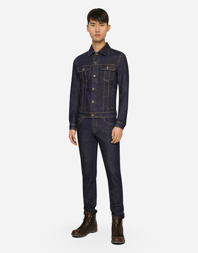 Dolce & Gabbana Skinny stretch denim jeans with flocked logo tag outlook