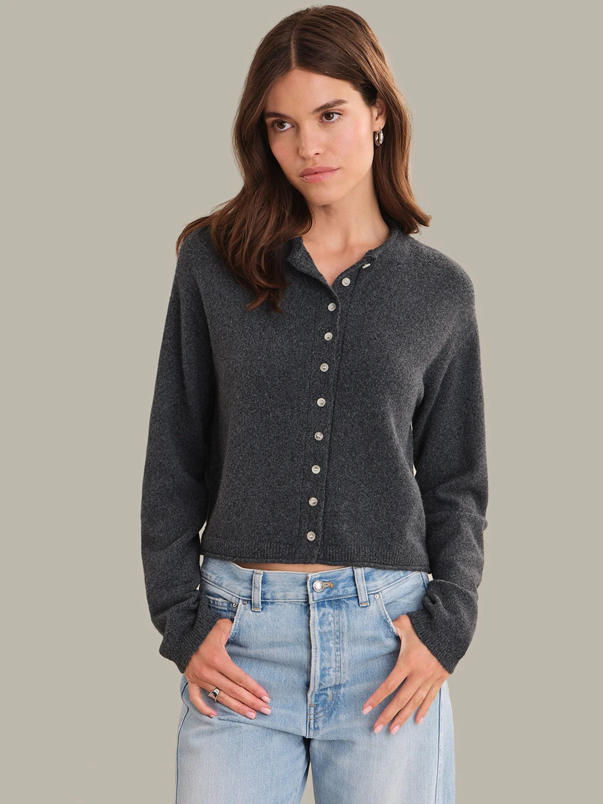 Juliette: Rolled Long Sleeve Cardigan - 1