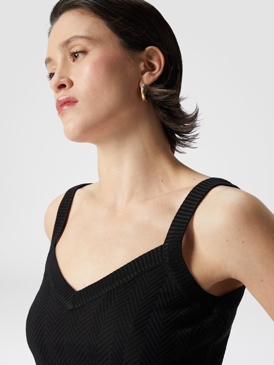 Tone-on-tone zigzag cotton and viscose tank tops - 5