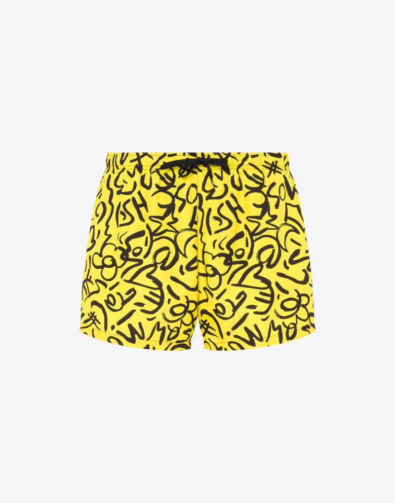 SCRIBBLE PRINT SWIM TRUNKS 1