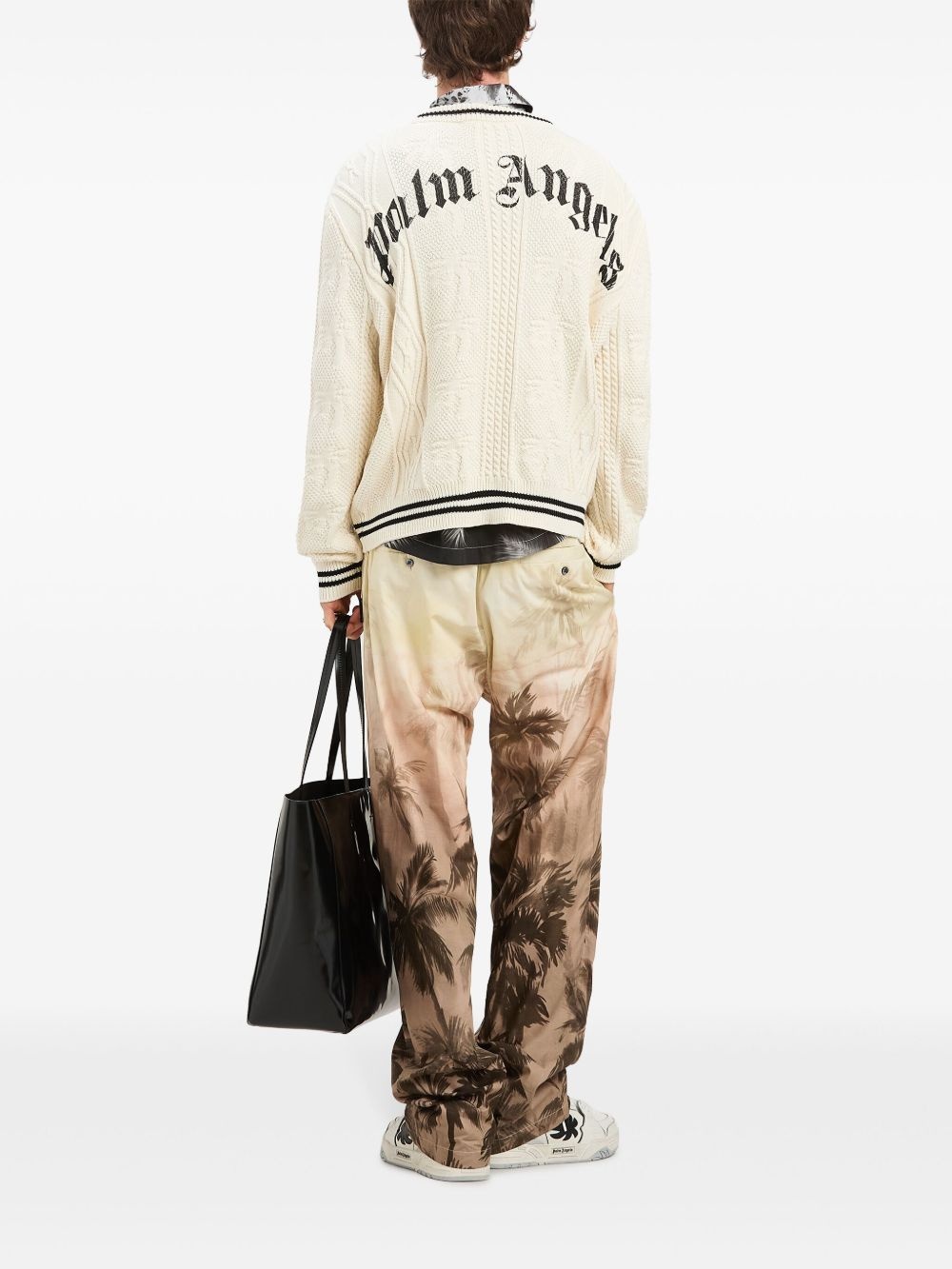 curved-logo cable-knit sweater - 2