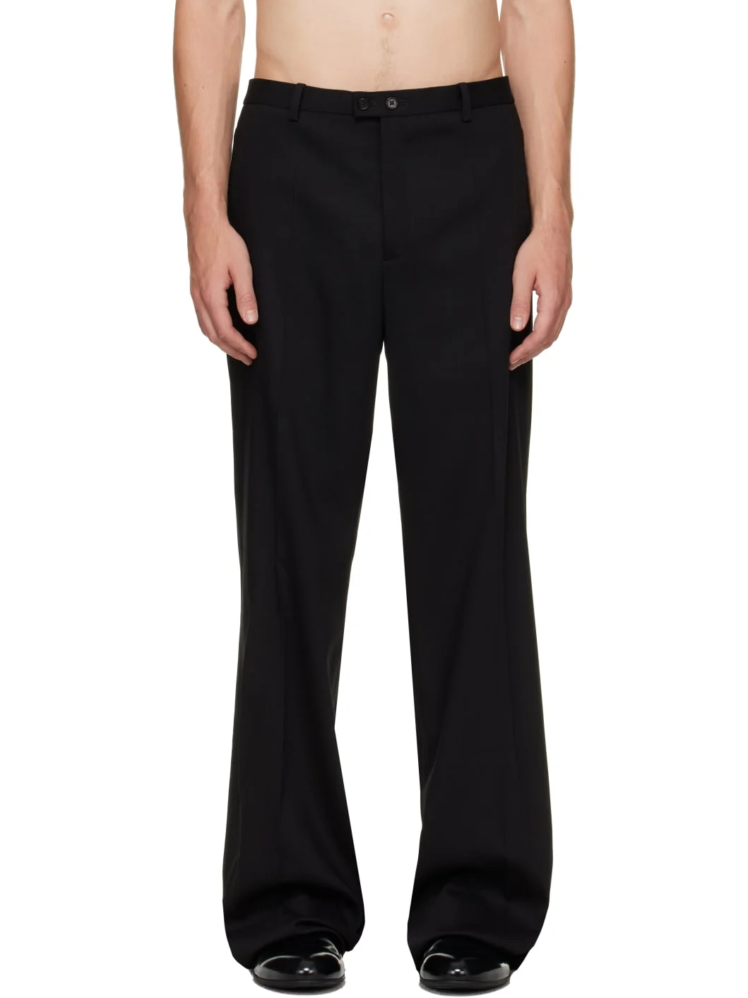 Black Wool Twill Trousers - 1