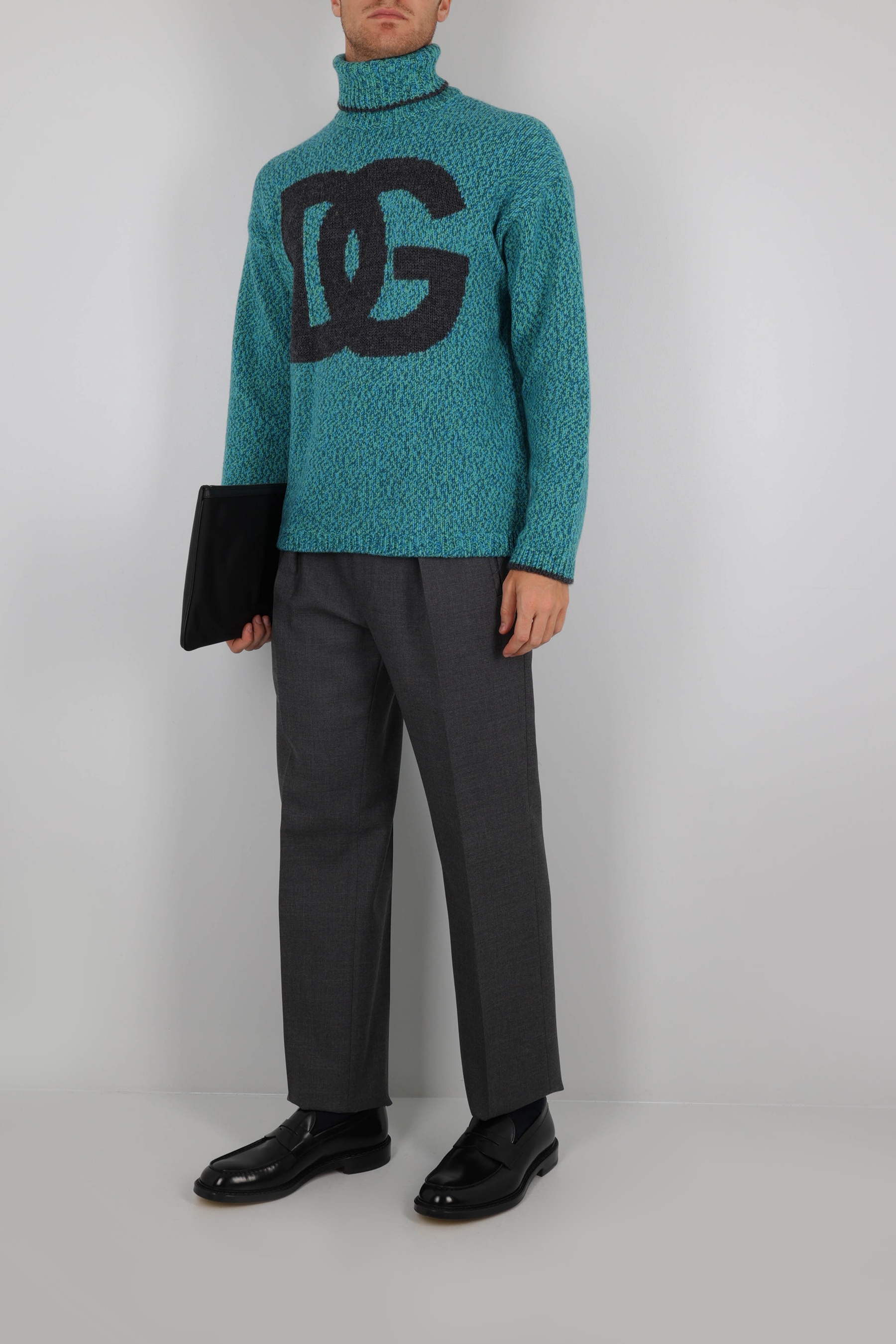 WOOL BLEND PULLOVER WITH DG LOGO INTARSIA - 2