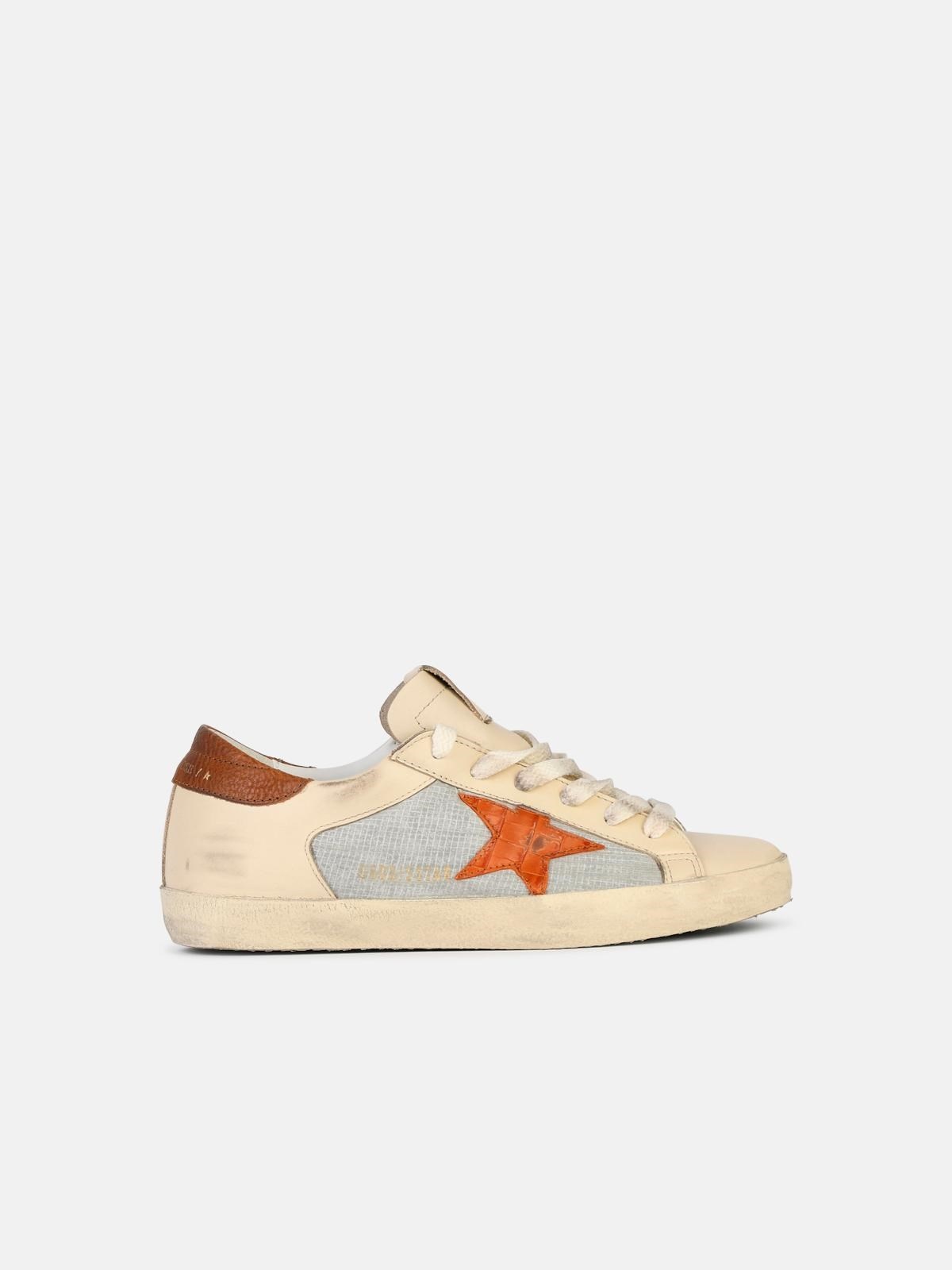 BEIGE LEATHER BLEND SNEAKERS - 1