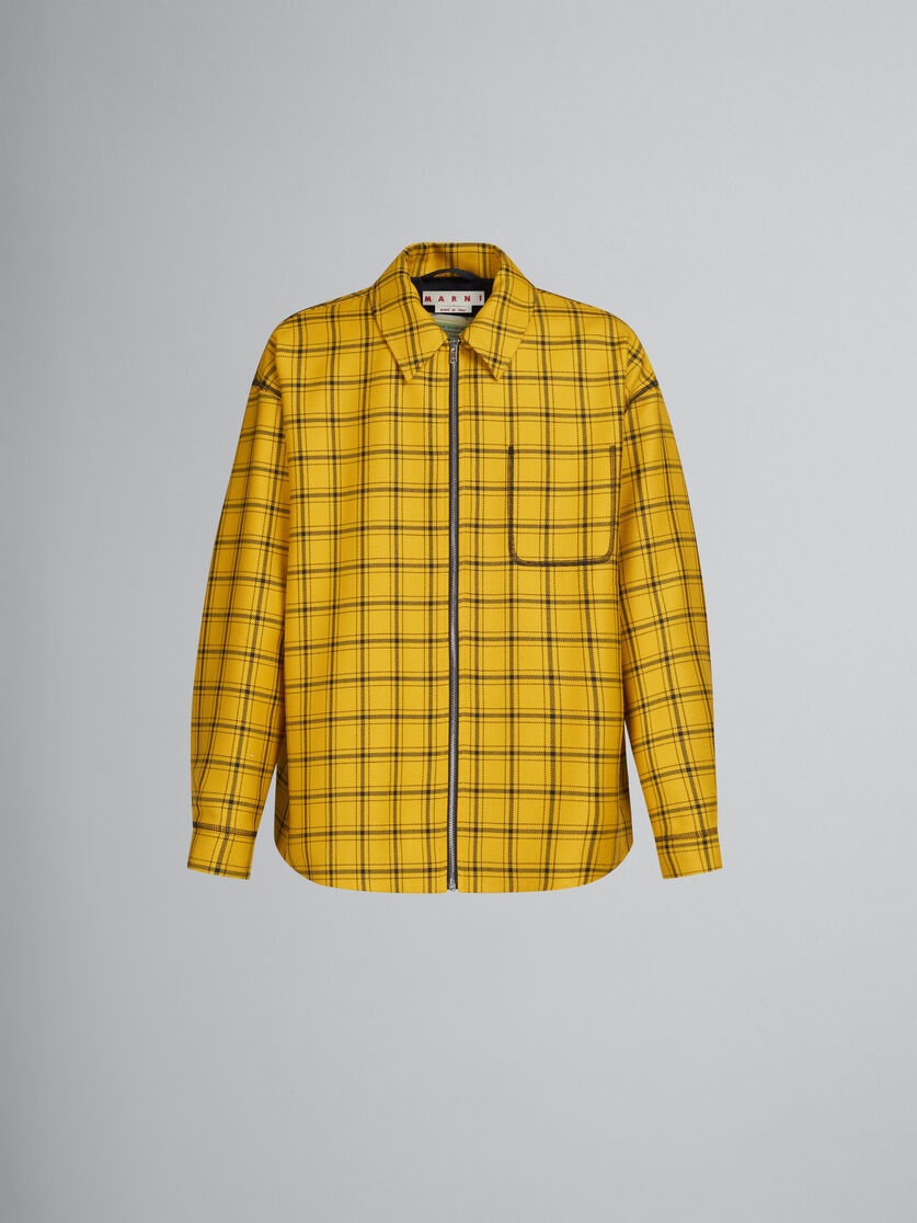 YELLOW CHECKED WOOL JACKET - 1