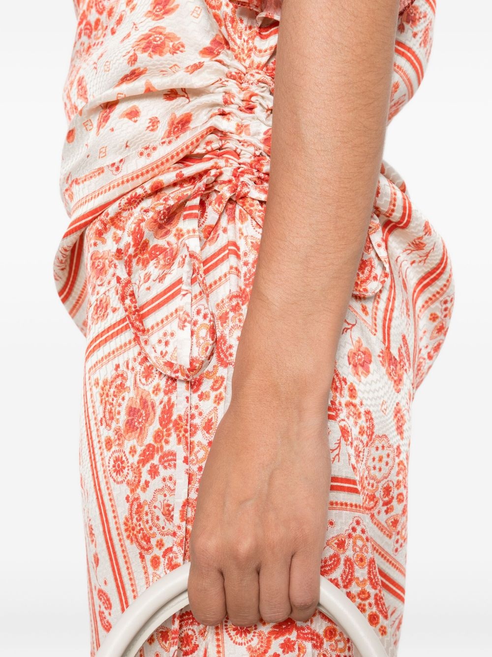 patterned-jacquard drawstring midi dress - 5